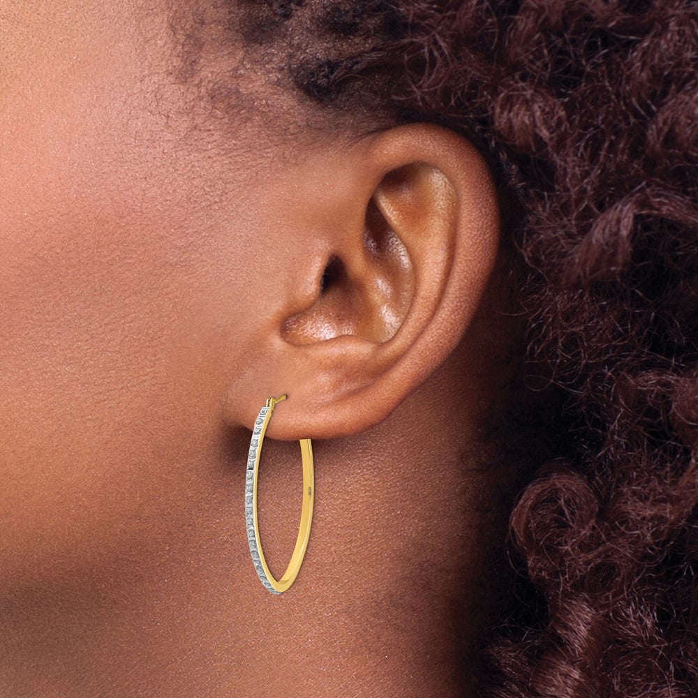 14K Gold Diamond Hinged Oval Hoop Earrings - Elegant & Timeless Jewelry for Women | Perfect for Weddings, Parties & Everyday Wear (Model DF110)