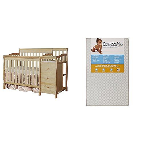 Dream On Me Jayden 4-in-1 Convertible Portable Baby Crib with Changing Table - Includes 3