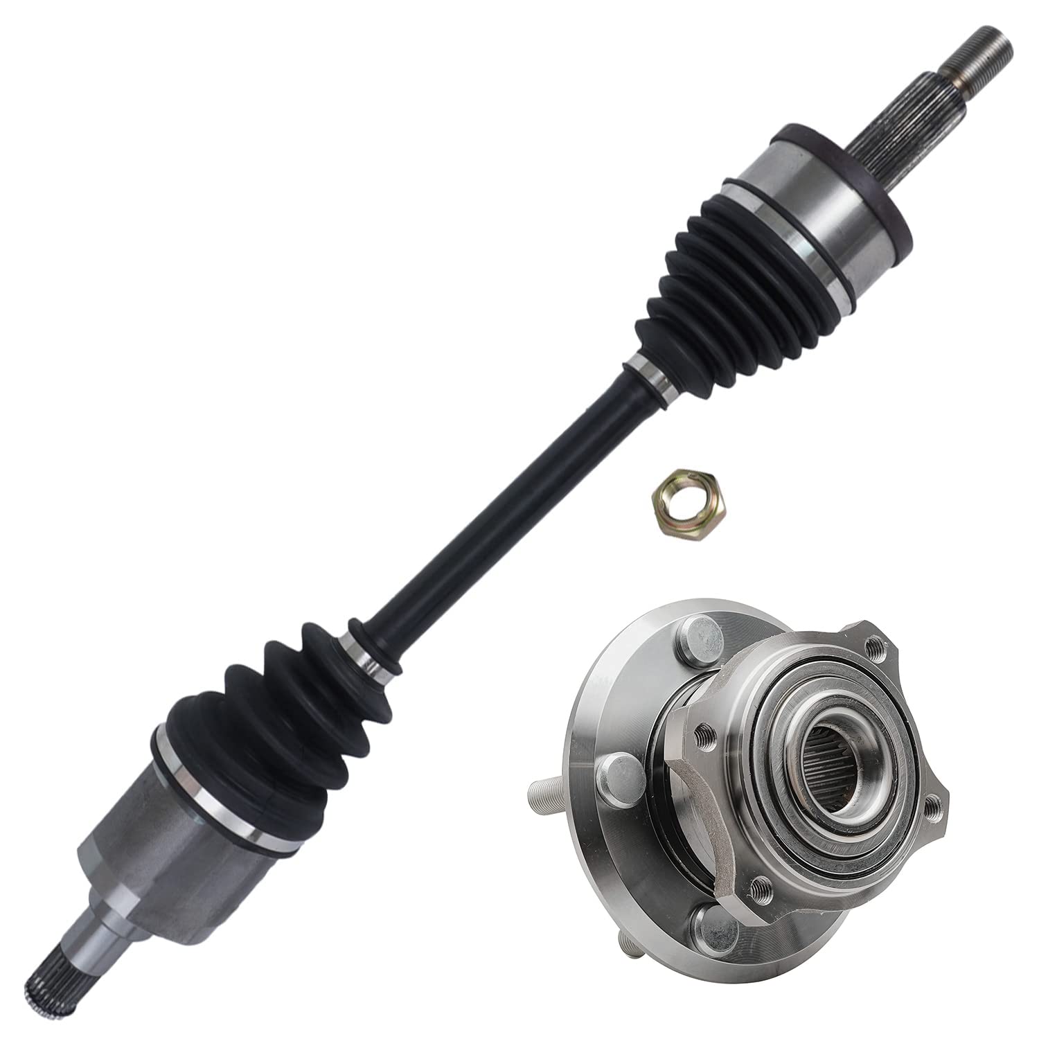 Detroit Axle - 2pc Set AWD Front Passenger Side CV Axle Wheel Bearing & Hub Assembly Replacement for Chrysler 300 Dodge Charger Magnum - Perfect for Off-Roading & Daily Commuting