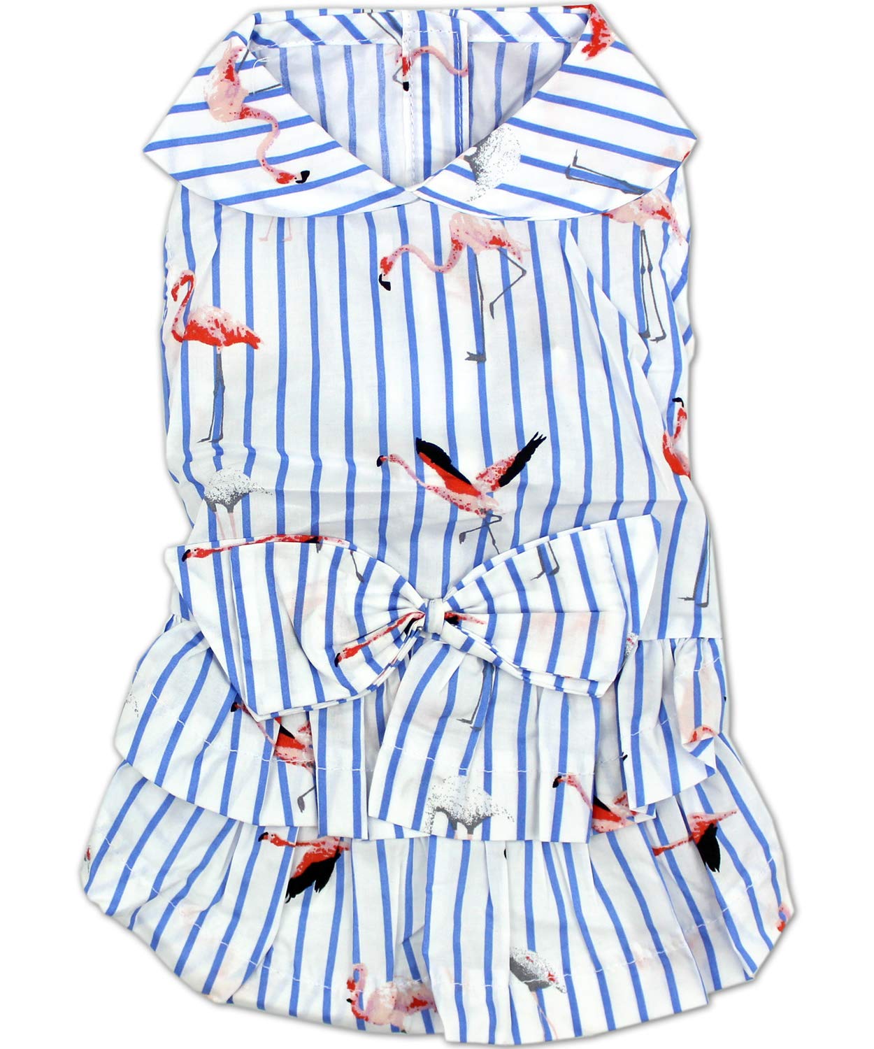 Stylish Parisian Flamingo Summer Dog Dress for Small Puppies & Cats - XS Size, Perfect for Beach Outings & Summer Parties