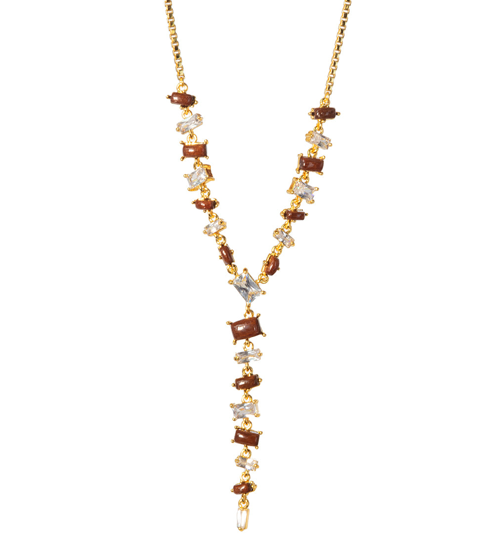 Elegant Koa Cubic Zirconia Necklace - 14k Gold Plated Pendant for Women - Perfect for Weddings, Anniversaries & Special Occasions