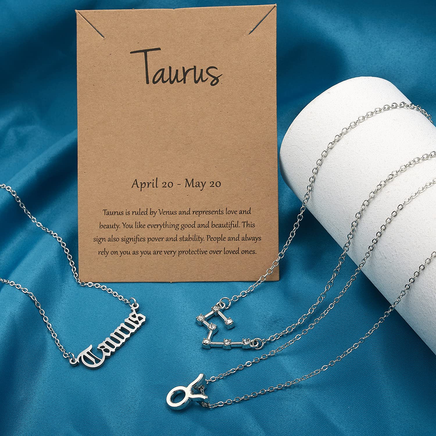 3Pcs Zodiac Sign Layered Choker Necklaces - 12 Constellation Horoscope Astrology Necklace Set with Message Card, Women's Fashion Jewelry for Daily Wear, Gift Giving & Special Occasions