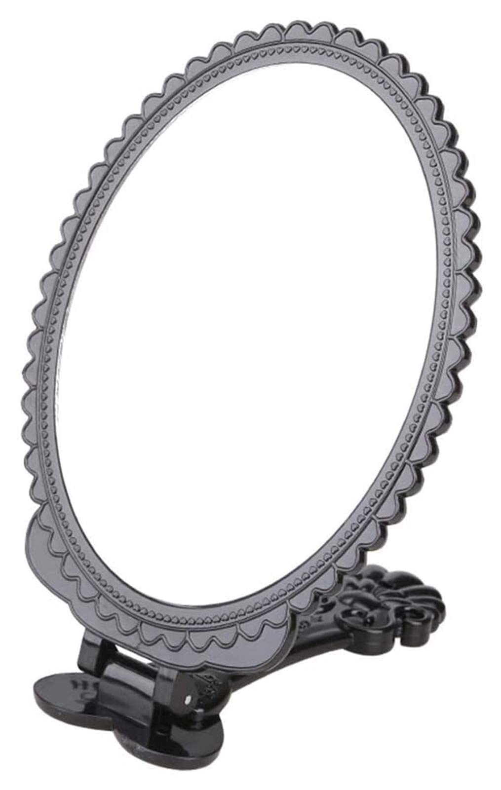 Vintage Vanity Mirror with Handle - Portable Round Makeup Mirror for Travel, Dressing Table & Home Decor - Black Folding Handheld Mirror for Women & Princess Style Beauty Routine