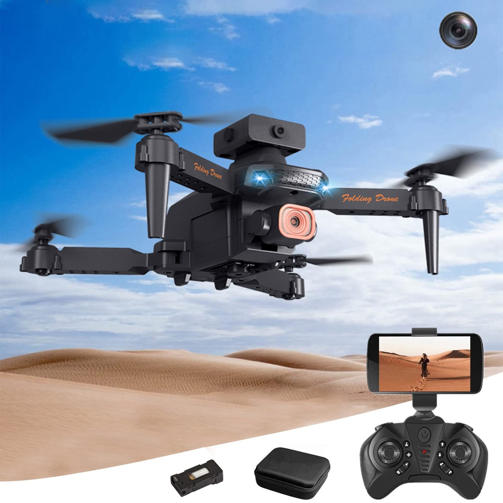 Qiopertar Mini Drone with 1080P Dual HD FPV Camera, Remote Control RC Quadcopter with Altitude Hold, Headless Mode, One Key Start & Speed Adjustment - Perfect Gift for Boys, Girls & Adults - Great for Indoor/Outdoor Aerial Photography, Racing & Fun Flying Adventures