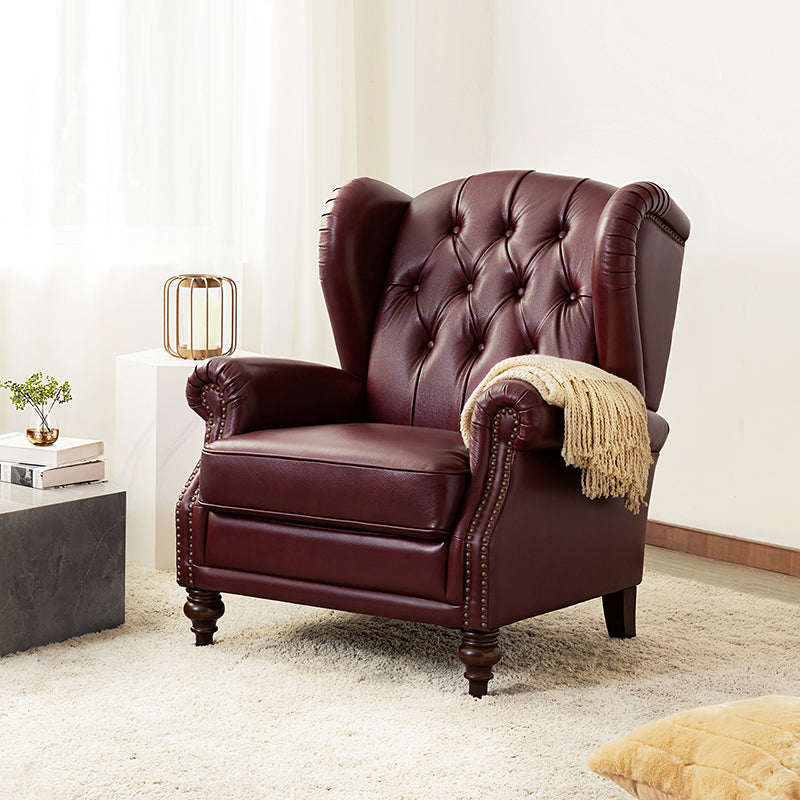 Premium Raquel Genuine Leather Armchair - Heavy Duty Solid Wood Frame - Luxury Living Room Seating for Home Office & Lounge Areas