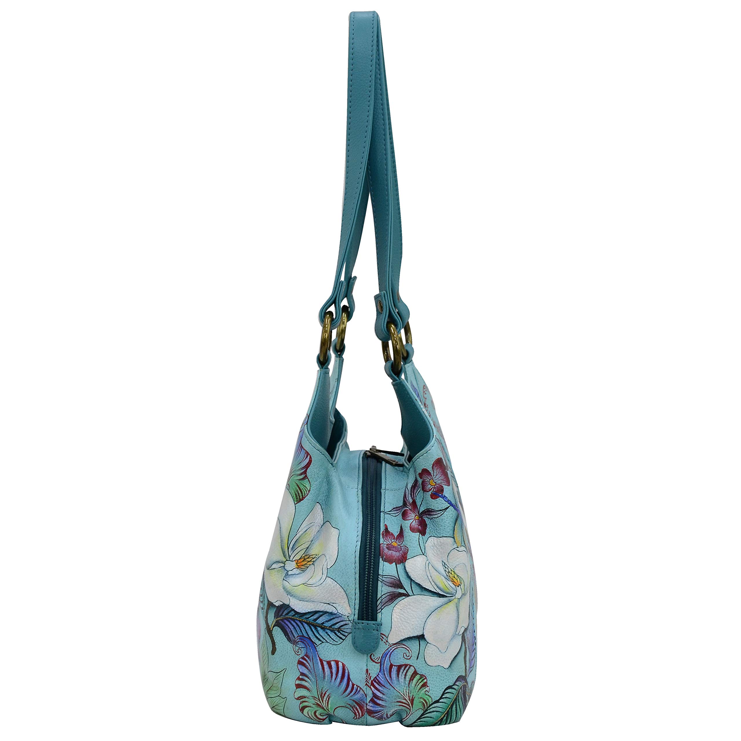 Anuschka Women's Hand Painted Genuine Leather Satchel Bag - Triple Compartment, Zip Closure, Multiple Pockets & Detachable Pouch | Perfect for Work, Travel & Everyday Use