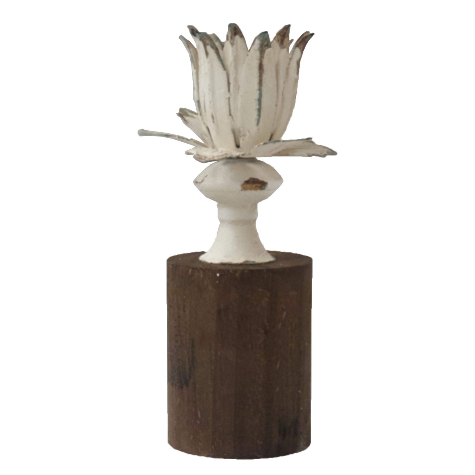 Urban Style Metal Flower Candle Holder with Wooden Base - Elegant Home Decor for Living Room, Dining Table & Wedding Centerpieces