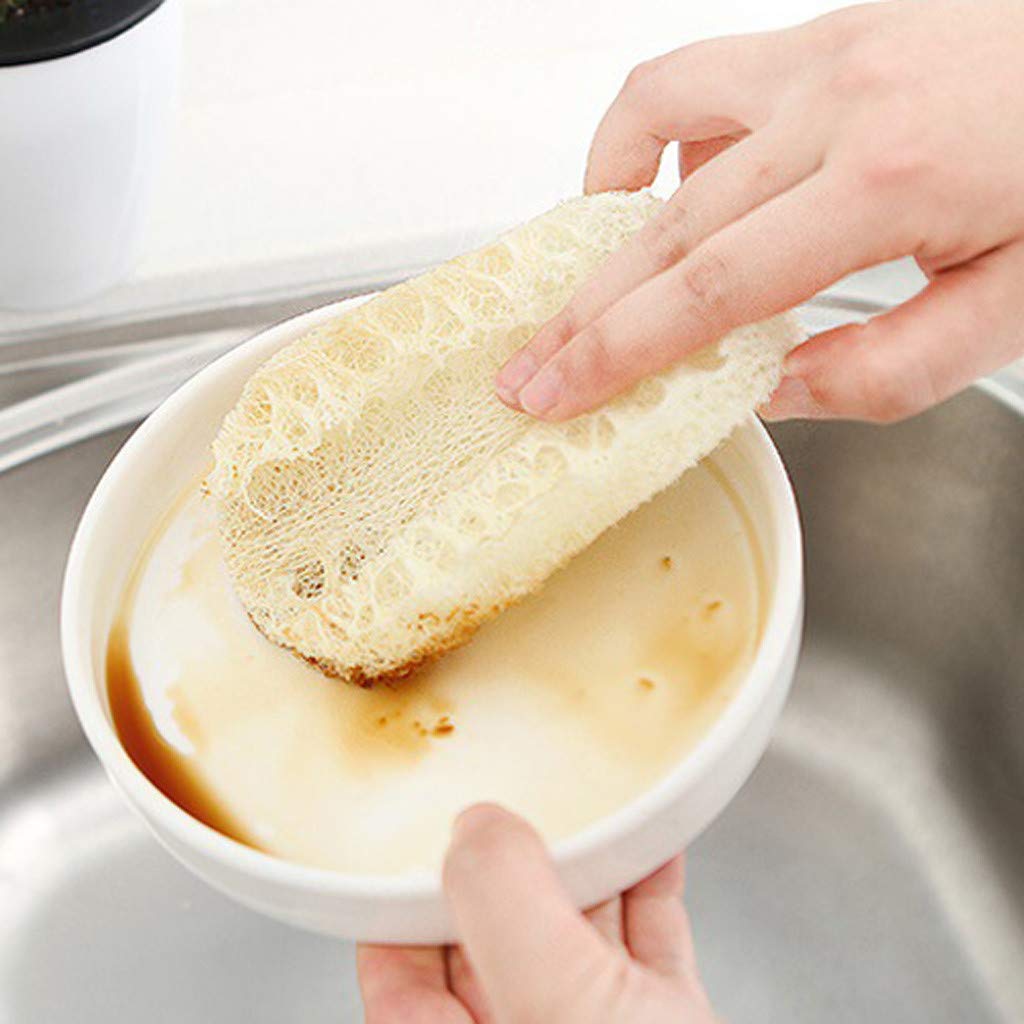 Natural Loofah Sponge for Kitchen - 100% Eco-Friendly Exfoliating Scrubber for Pots, Pans & Bowls | Durable Multi-Use Luffa Brush for Dishwashing & Cleaning | Perfect for Non-Stick Cookware & Delicate Dishes
