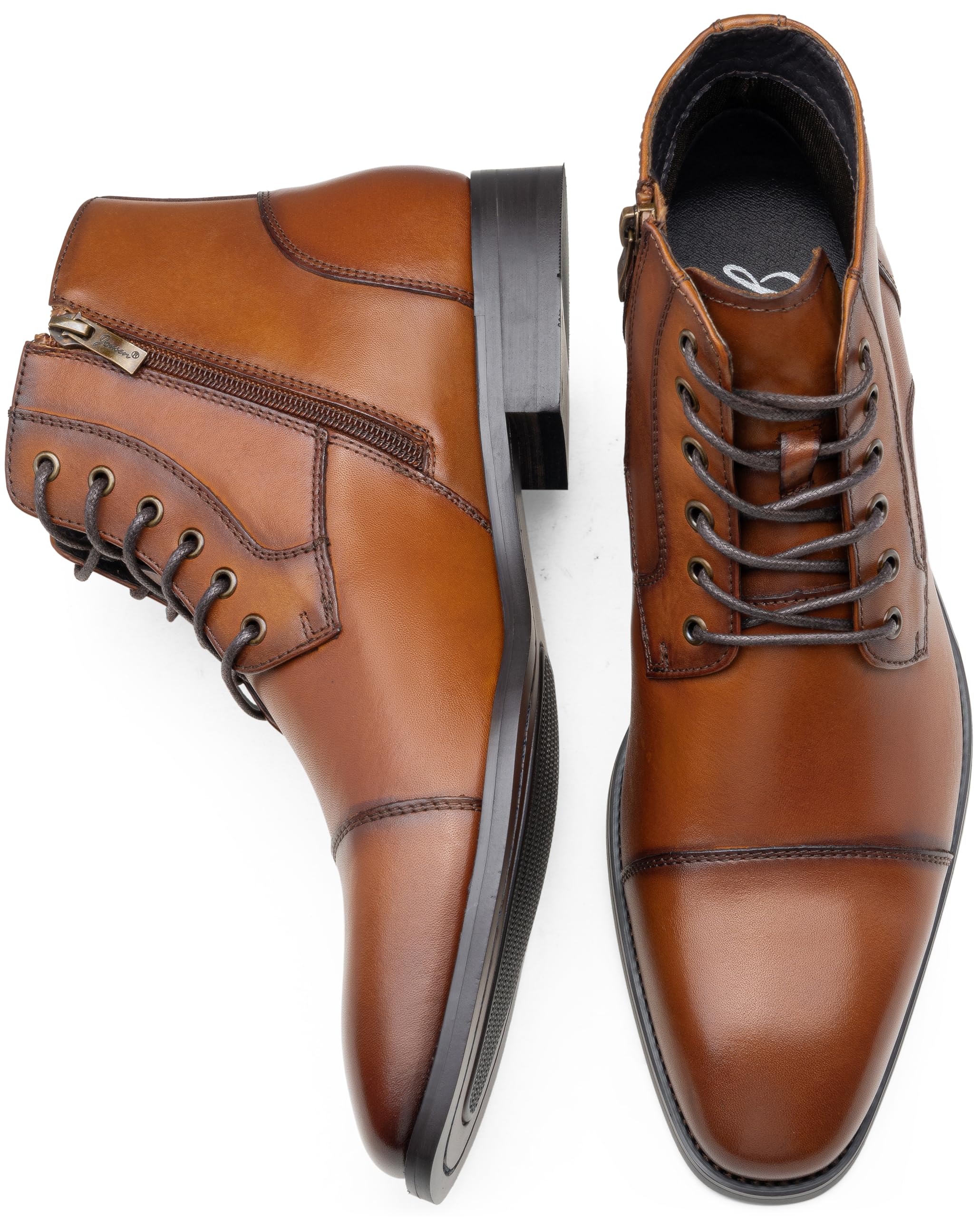 Jousen Men's Leather Dress Boots | Cap-Toe Fashion Boots for Men | Stylish & Comfortable Formal & Casual Wear | Perfect for Office, Parties & Outdoor Events