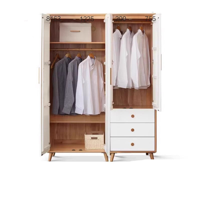Solid Beech Wood Wardrobe Set - Modern Closet Organizer for Bedroom, Living Room & Office Storage