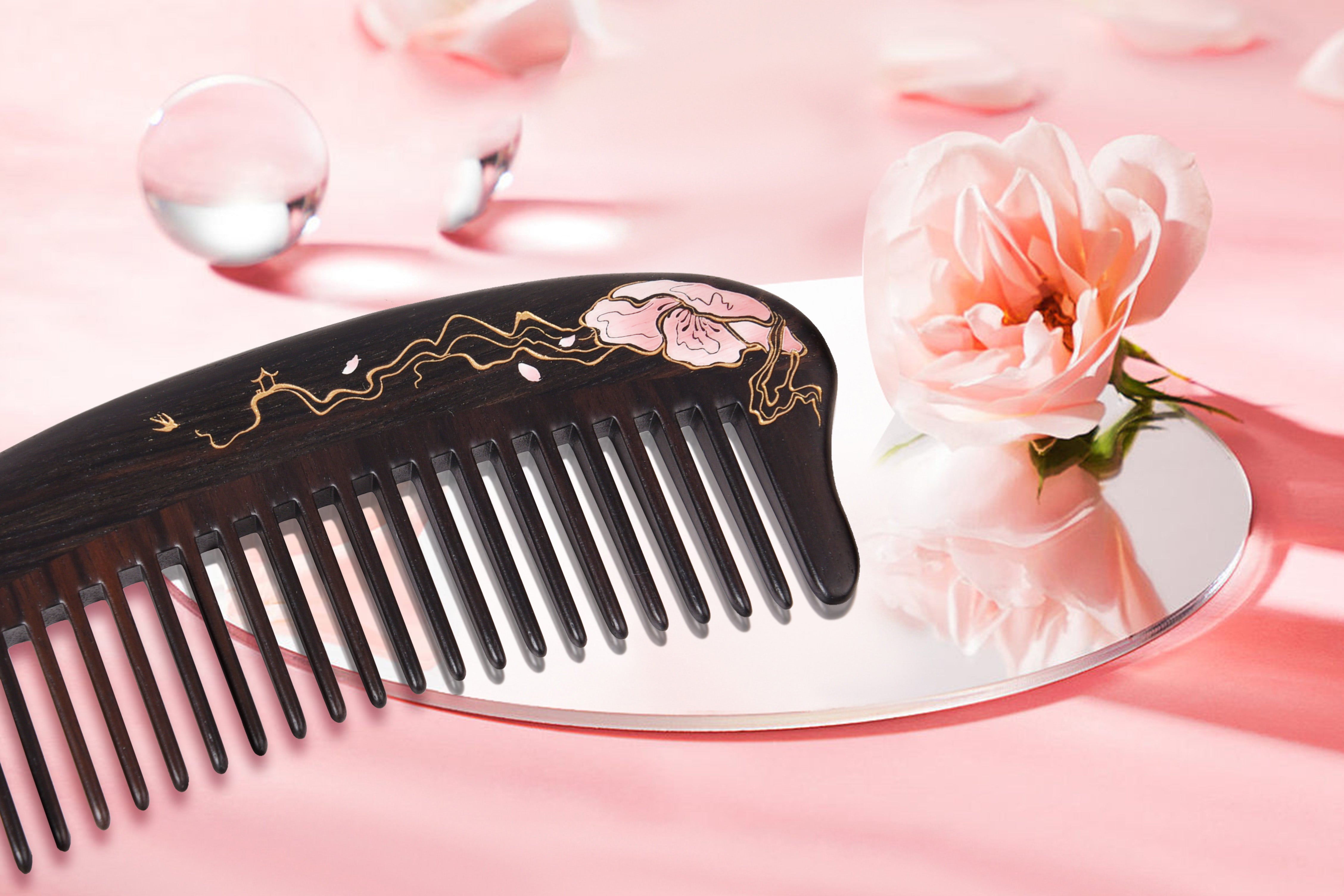 Ebony Wood Wide Tooth Comb for Detangling & Styling - Gentle on Hair, Perfect for Curly, Thick & Natural Hair Care