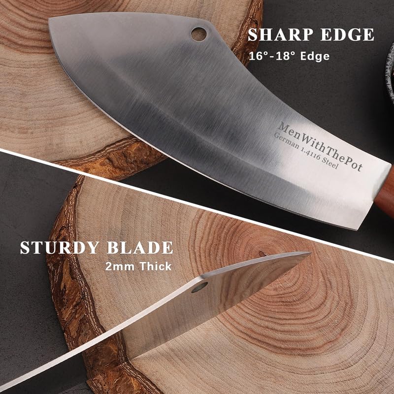 Premium Butcher Knife - Heavy Duty Meat Cleaver for Kitchen & Camping - High Carbon Steel Chef Knife for Cutting Meat, Vegetables & Bones - Perfect Gift for Men, Fathers & Home Cooks (Great for BBQ, Hunting & Outdoor Cooking)