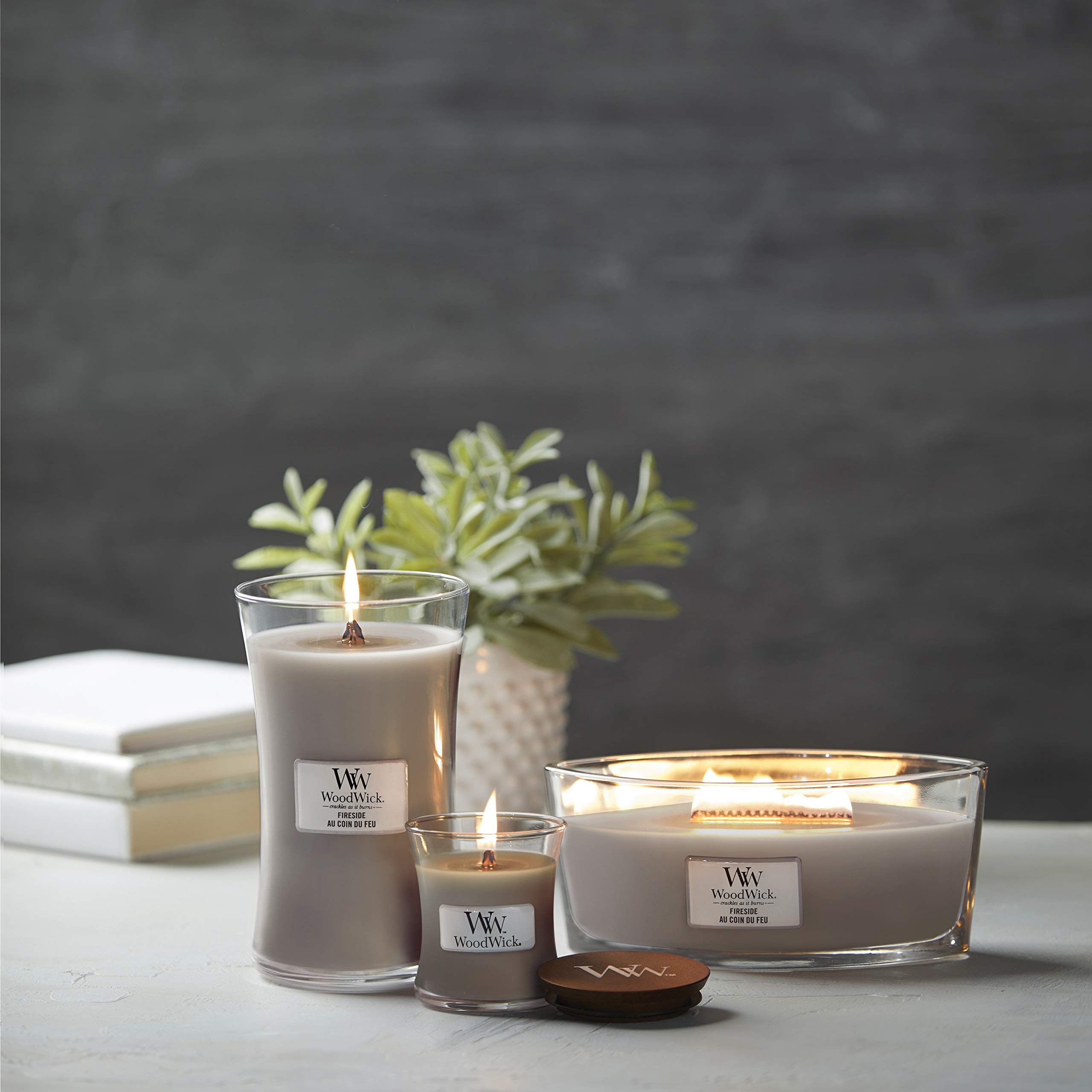 WoodWick Scented Candle with Crackling Wick - Fireside Large Hourglass Candle, Long Lasting 130 Hours Burn Time, Natural Soy Wax, Christmas Gift for Women - Perfect for Relaxation, Home Decor & Cozy Evenings by the Fireplace