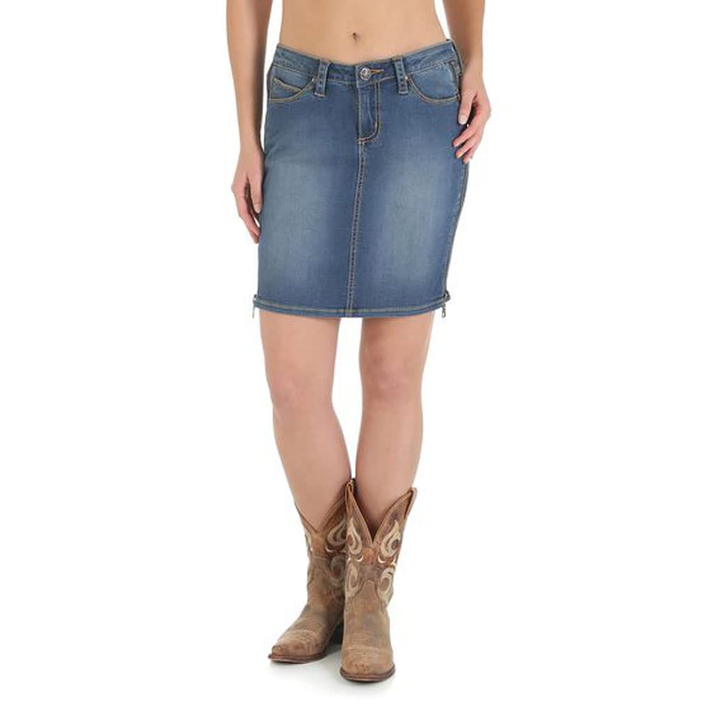 Wrangler Women's Rock 47 High Waist Denim Skirt - Vintage Style Stretch Comfort Fit for Casual Outings & Country Music Festivals