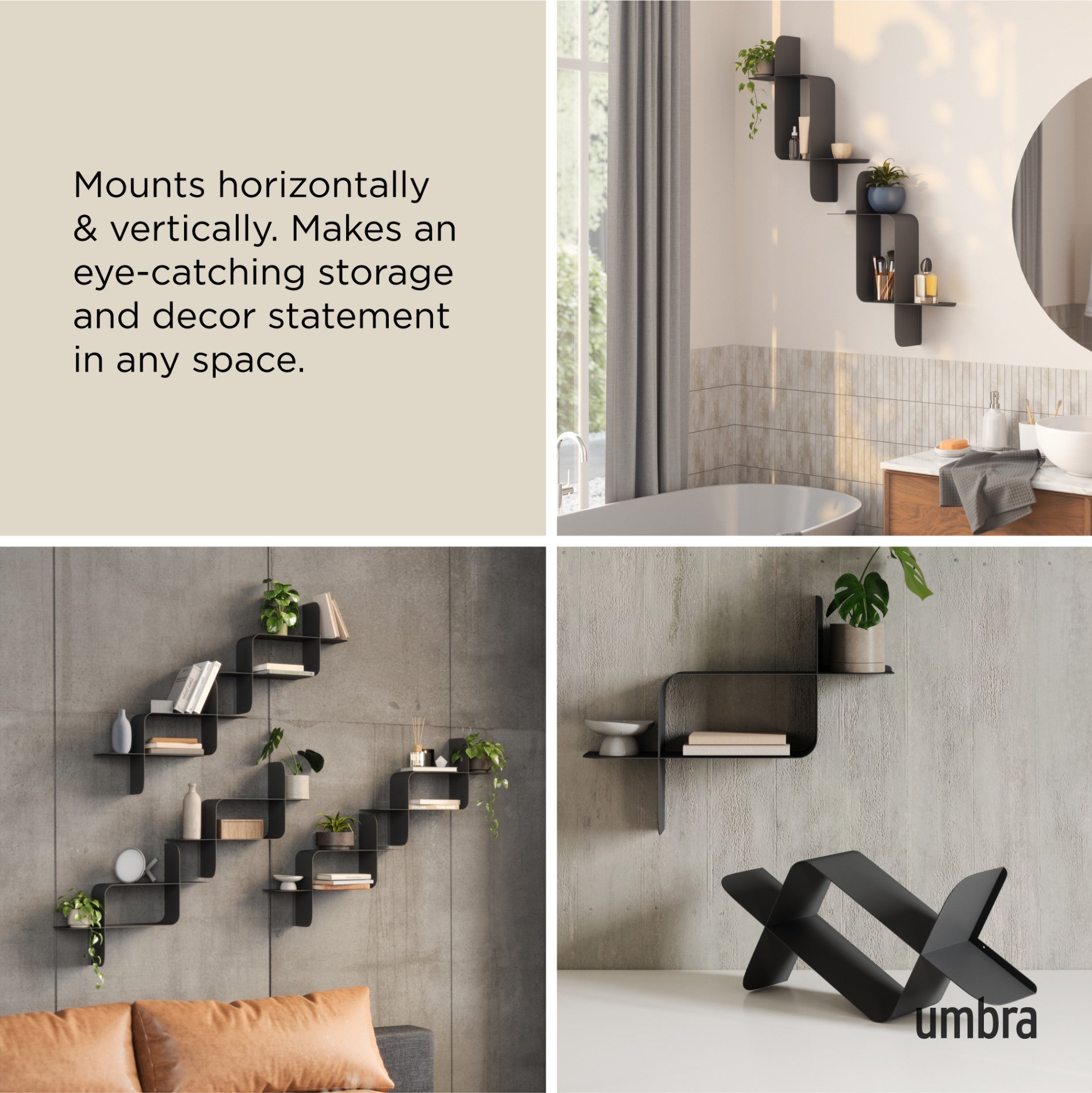 Modern Metal Wall Shelves Set of 2 - Industrial Floating Shelves for Living Room, Bedroom & Office - Rustic Home Decor Storage Solution for Books, Plants & Display Items
