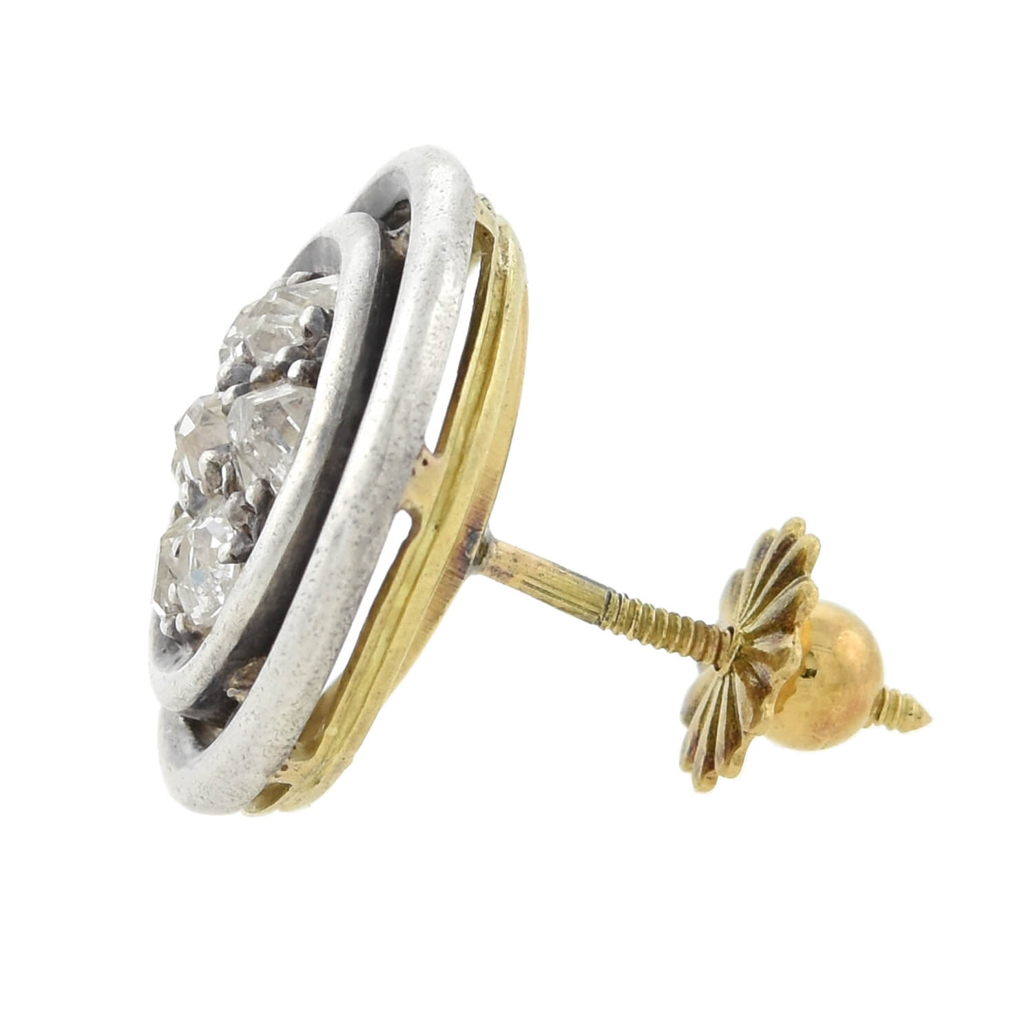 Victorian Style 18K Gold & Sterling Silver Mine Cut Diamond Cluster Stud Earrings - 0.65ctw Total Weight - Elegant Jewelry for Weddings, Anniversaries & Special Occasions