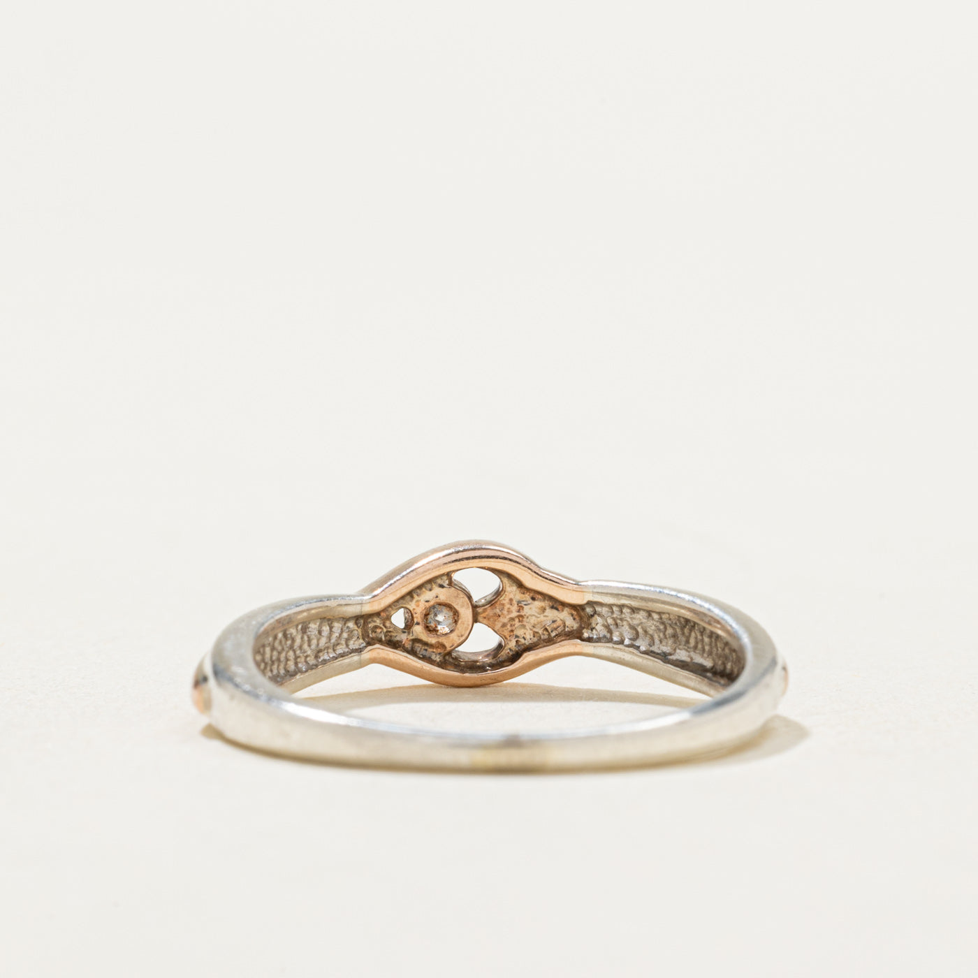 10K Two Tone Gold Diamond Open Heart Ring - 0.06ct Size 6.5 | Elegant Valentine's Day Gift, Anniversary Jewelry for Her, Romantic Promise Ring for Women
