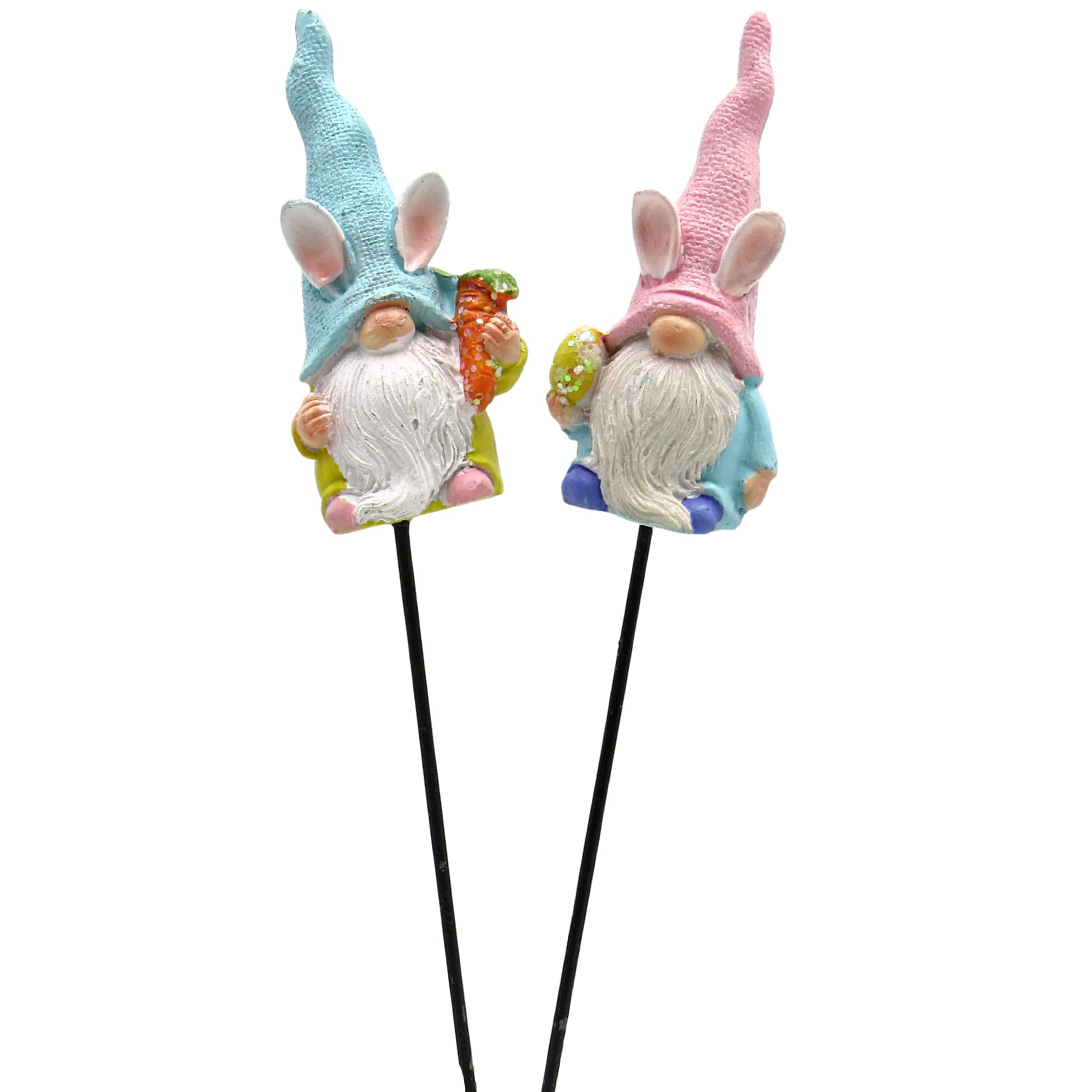Needzo Miniature Spring Garden Gnome Statue - Pastel Bunny Ear Gnome Lawn Decor (2-Pack, 11 Inch) - Easter Outdoor Home Decorations, Perfect Gift for Gardeners & Nature Lovers - Ideal for Yard, Patio, Flower Beds & Seasonal Displays