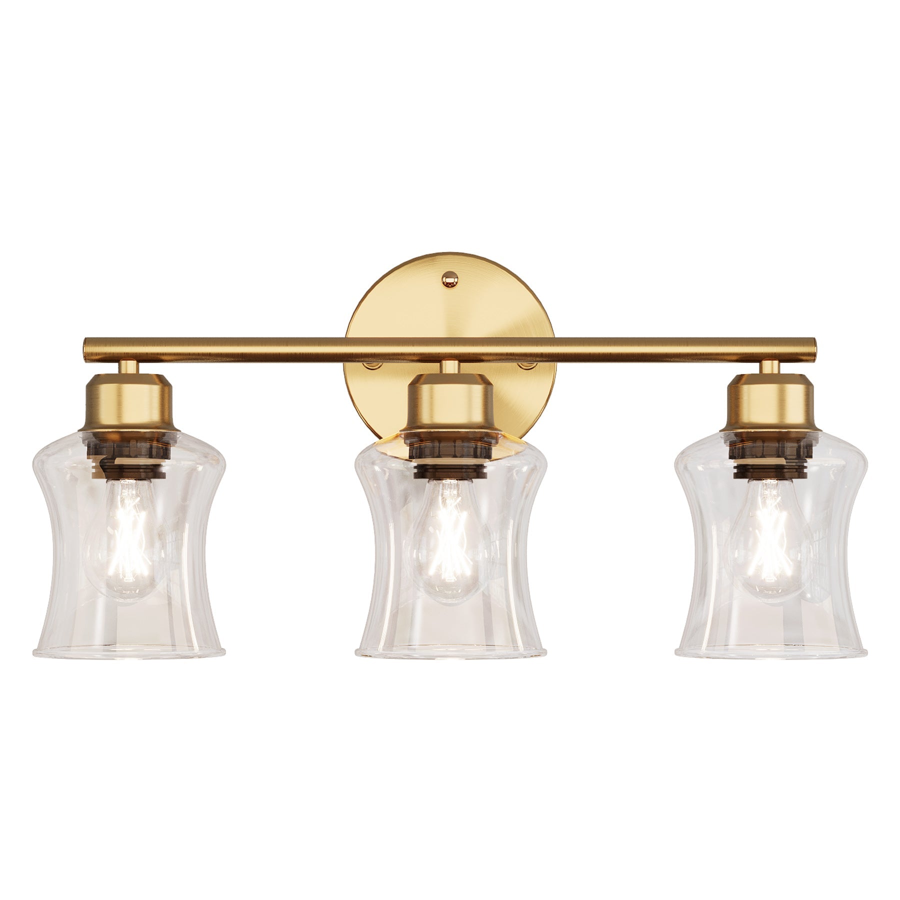Modern 3-Light Bathroom Wall Sconce with Clear Glass Shades - Perfect for Vanity, Powder Room & Hallway Lighting