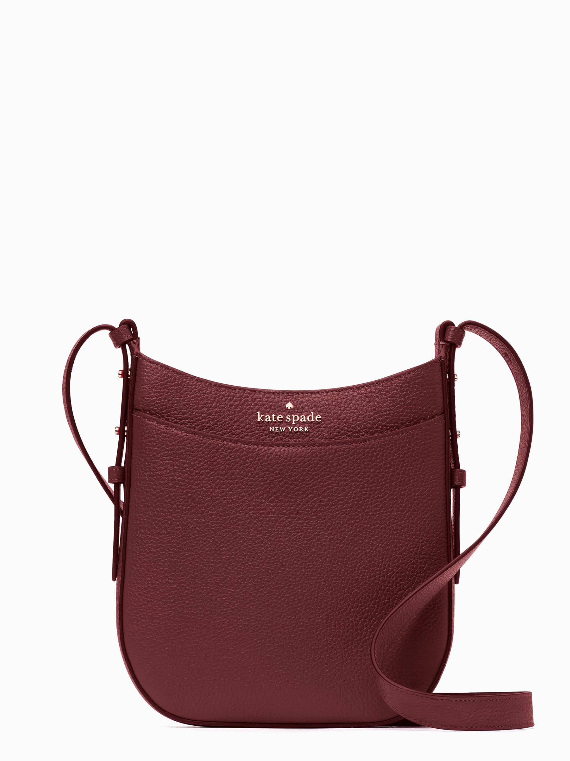 Kate Spade New York Leila Pebbled Leather North South Crossbody Bag in BlackBerry Preserves - Stylish & Compact Purse for Women, Perfect for Work, Travel & Everyday Use