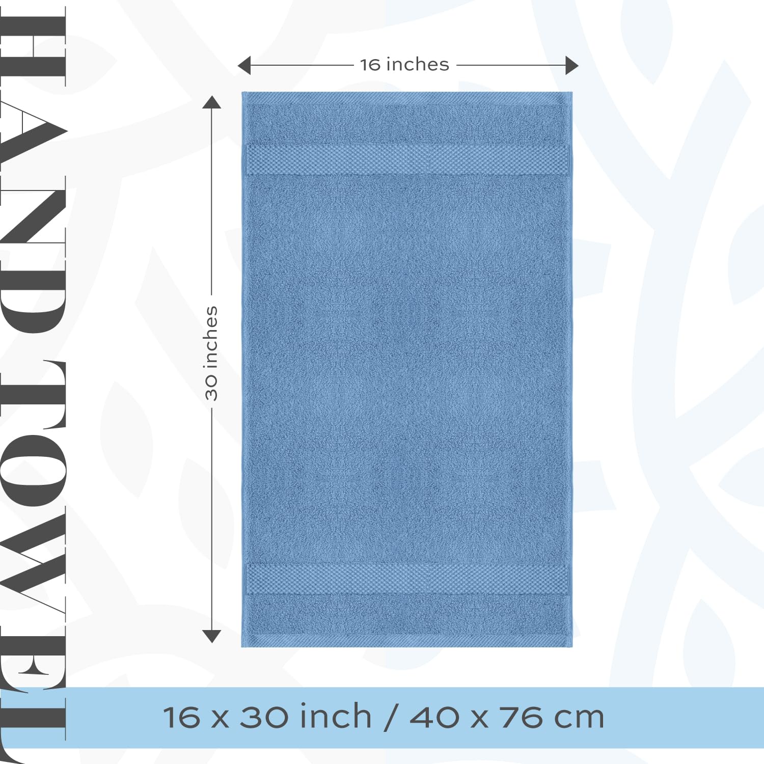 Premium White Luxury Hand Towels - 100% Cotton Hotel & Spa Bathroom Towels, 16x30 Inches, 6-Pack, Soft Light Blue - Perfect for Guest Bathrooms, Spas, and Upscale Hotels