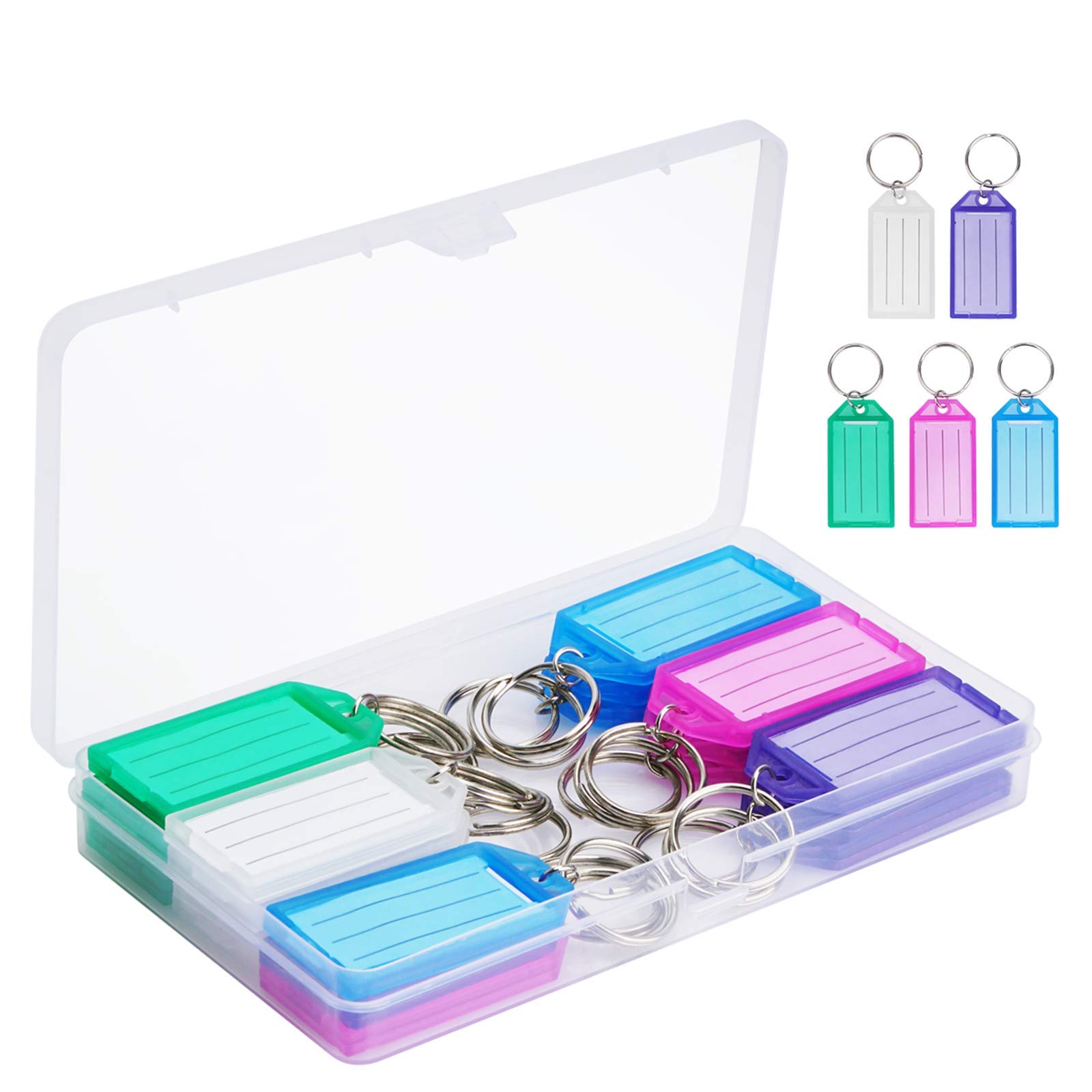 20 Pack Colorful Plastic Key Tags with Ring & Label Window - Durable Key Holder Organizer for Home, Office, School & Travel Accessories