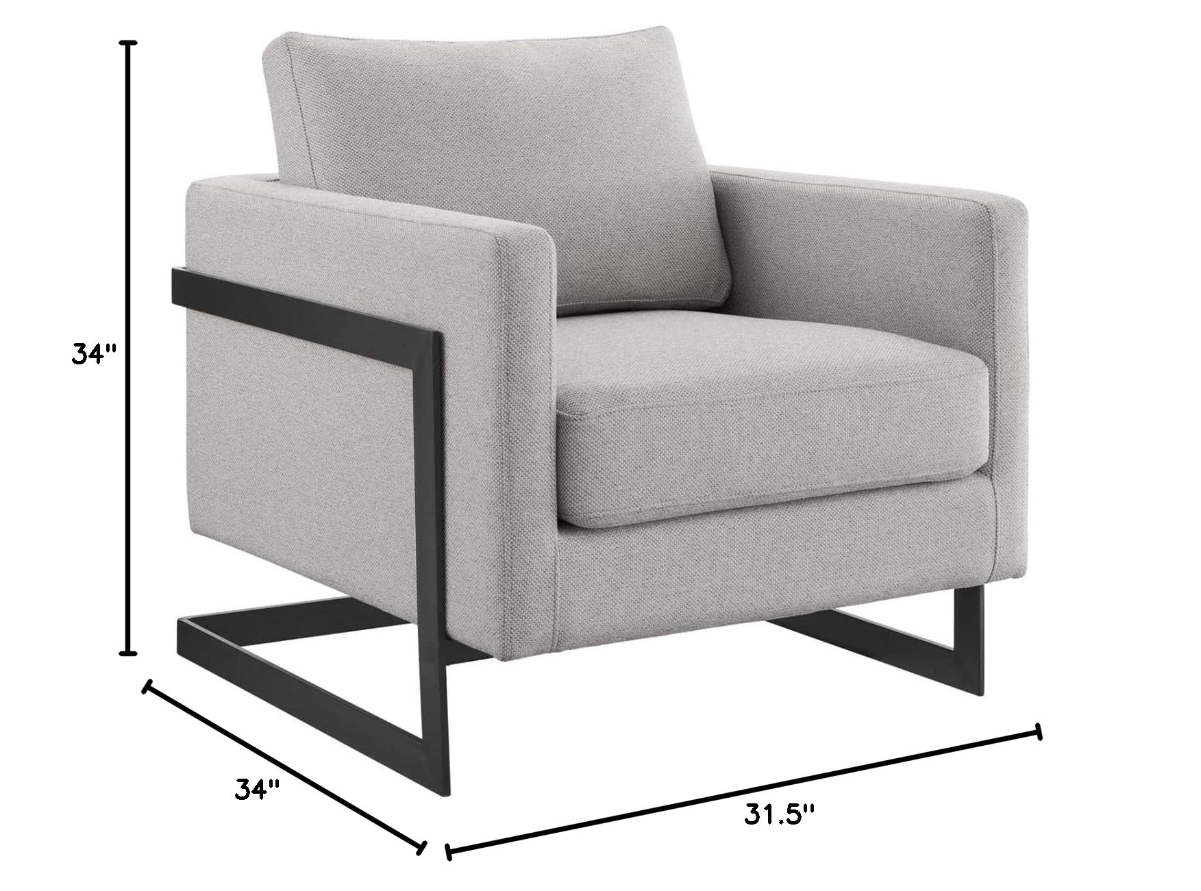 Modway Posse Upholstered Fabric Accent Chair - Black Modern Lounge Chair for Living Room, Bedroom & Office - Comfortable Seating for Home Decor