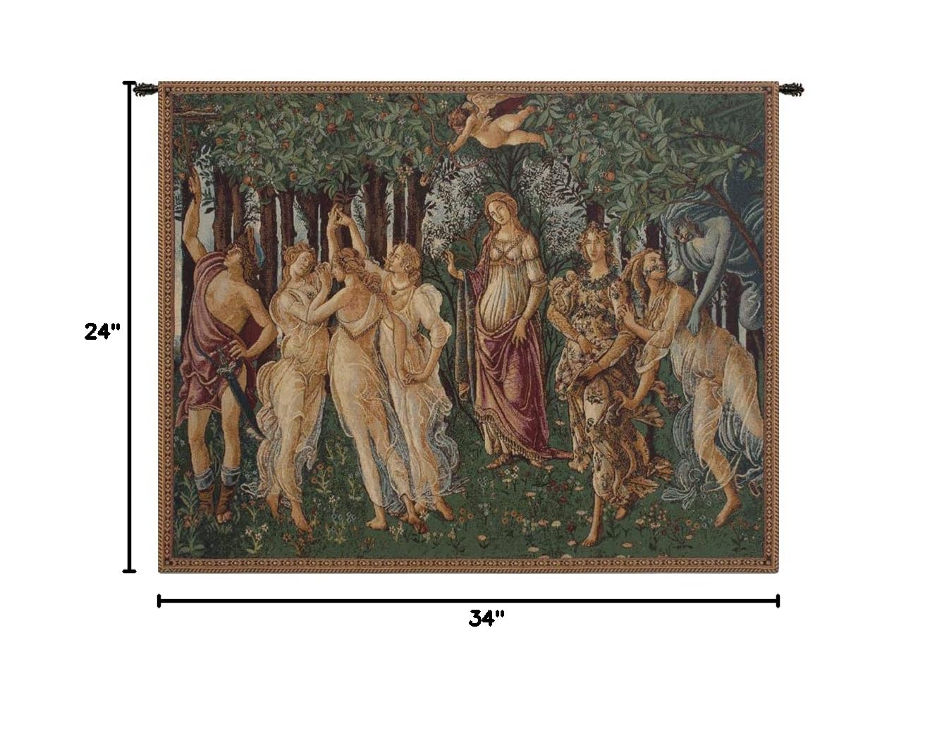 La Primavera Italian Tapestry Wall Hanging 26x32 Inch - Viscose Cotton Polyester Blend Artwork by Sandro Botticelli | Renaissance Home Decor for Living Room, Bedroom & Office Wall Art