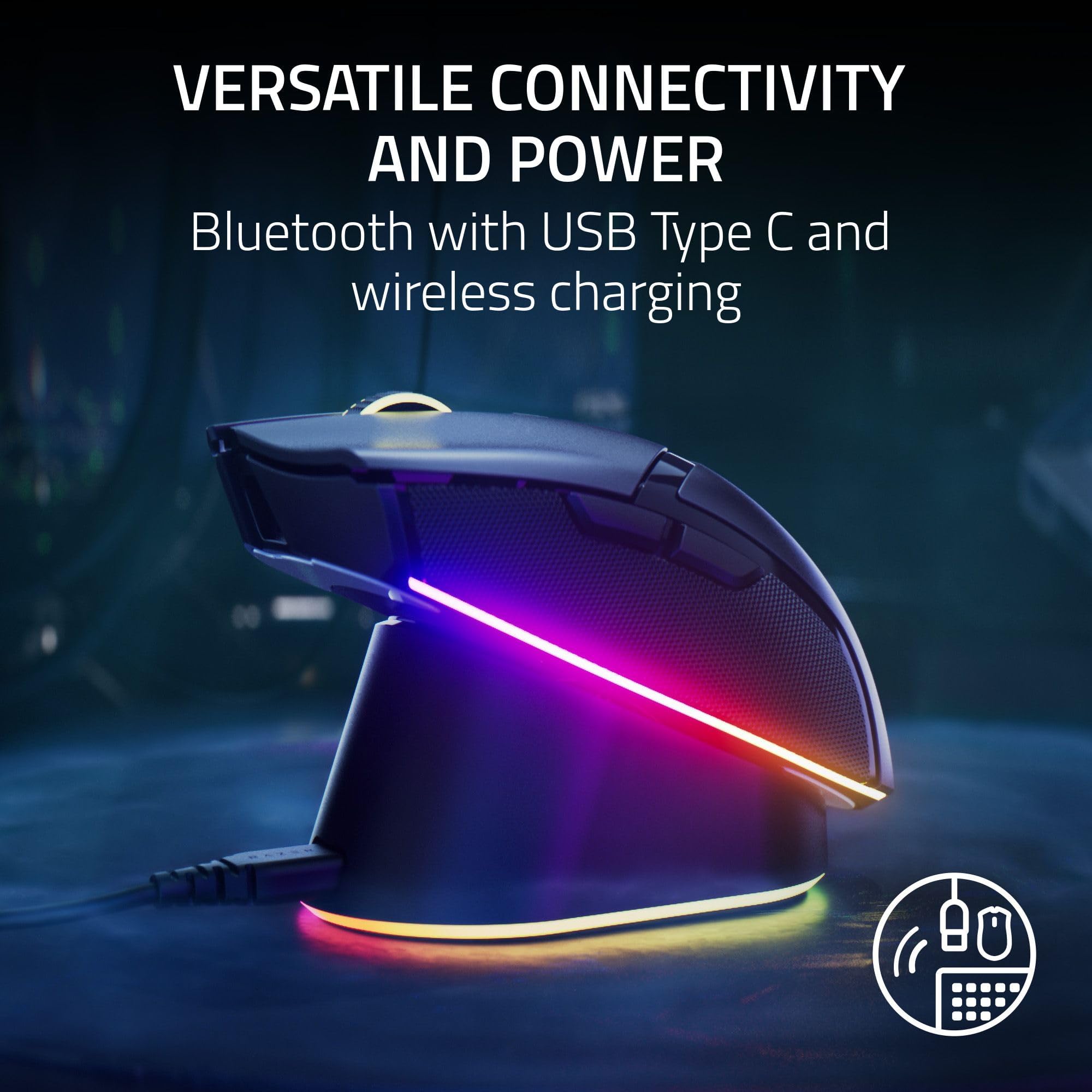 Razer Cobra Pro Wireless Gaming Mouse - 10 Programmable Buttons, Chroma RGB Lighting, 30K DPI Optical Sensor, Gen-3 Optical Switches, 2.4GHz/Bluetooth/USB-C, 170-Hour Battery (Black) - Perfect for PC Gaming, Esports & Professional Workstations