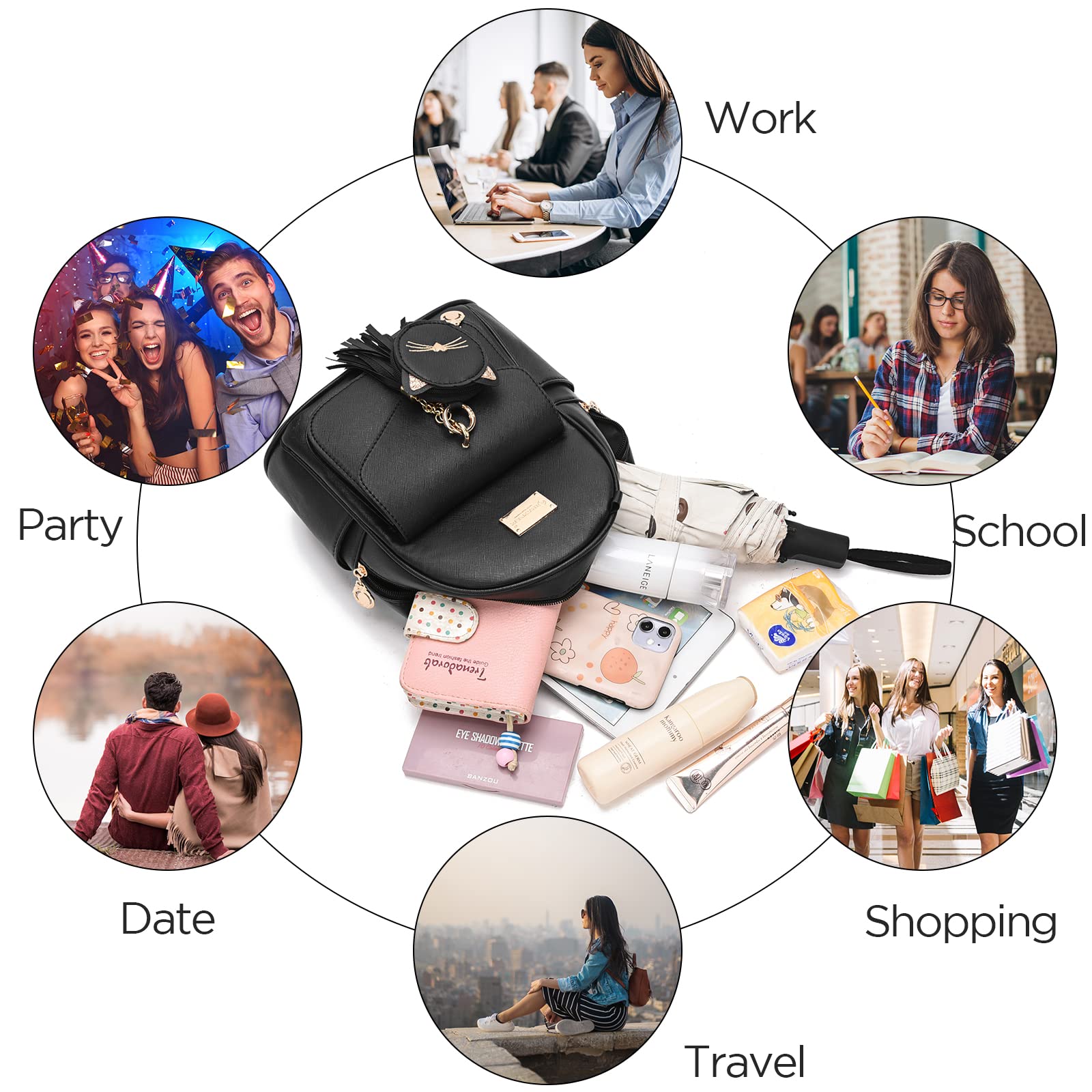 IHAYNER Girls Fashion Backpack - Mini Leather Purse Backpack for Women & Teen Girls with Coin Purse - Perfect for School, Travel & Daily Use