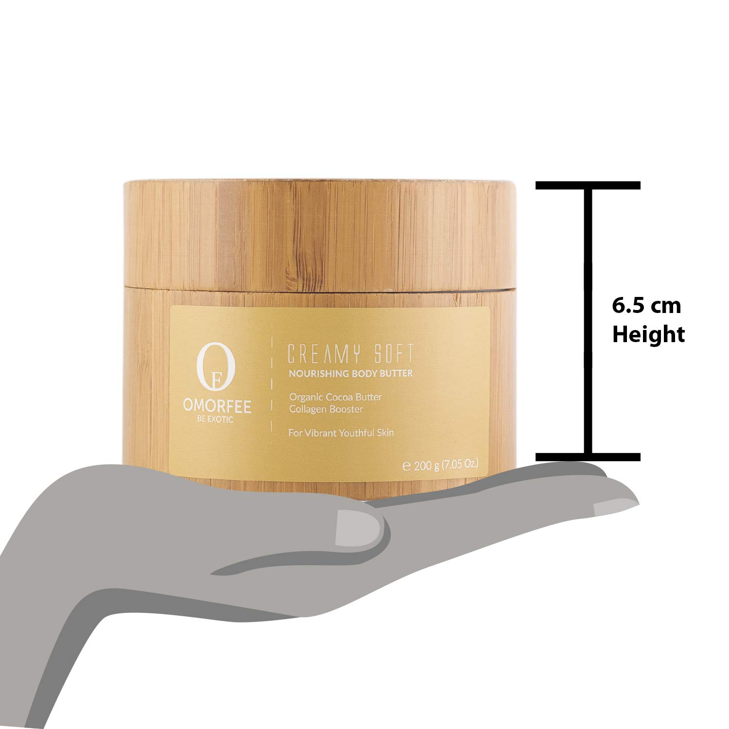 OMORFEE Organic Body Butter Cream - Deep Moisturizing & Nourishing with Cocoa Butter & Vanilla Essential Oil | Collagen Boosting Skin Care for Dry Skin | 7.05 Oz / 200g | Perfect for Daily Hydration, Post-Shower Treatment & Winter Skin Care