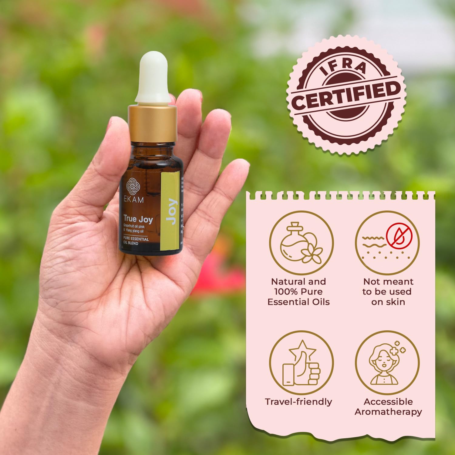 EKAM True Joy Pure Essential Oil Blend, 10ml - Natural Aromatherapy Oil for Stress Relief & Relaxation | Perfect for Diffusers, Massage, Yoga & Home Spa | Gift Set for Wellness Enthusiasts