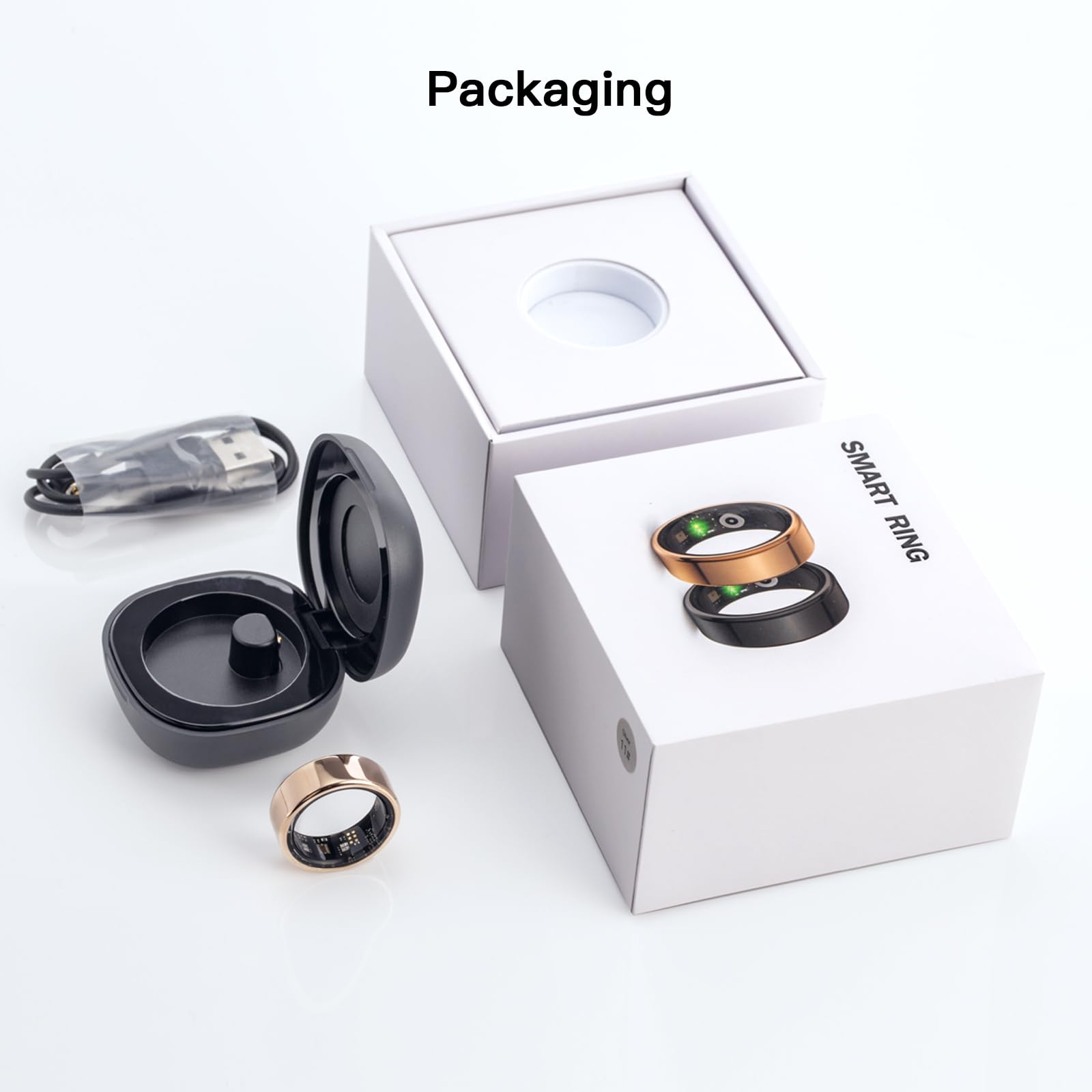 Smart Ring for Fitness Tracking - Monitor Heart Rate, Sleep, Blood Oxygen & Calories - IP68 Waterproof - No App Subscription - Black (Size 11) | Perfect for Workouts, Sleep Analysis & Daily Health Monitoring