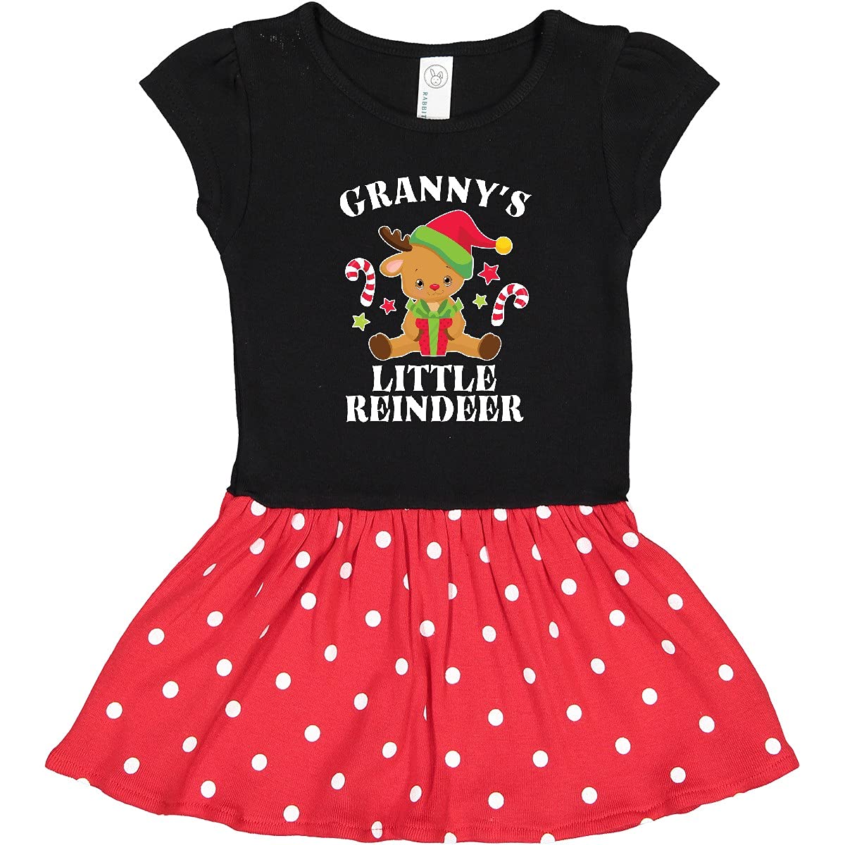 Adorable Christmas Granny's Little Reindeer with Candy Canes Toddler Dress - Festive Holiday Outfit for Baby Girls & Toddlers - Perfect for Christmas Parties, Family Photos & Holiday Gatherings