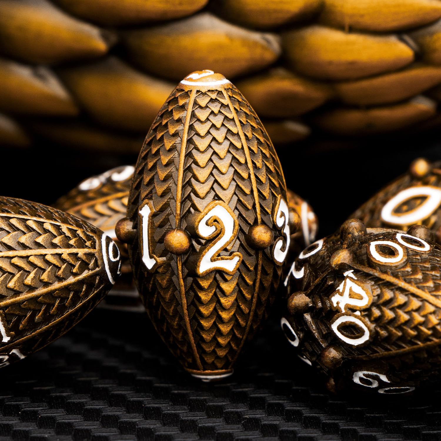 Premium ARUOHHA DND Metal Dice Set - Antique Gold Dragon Egg Design with Rotating Shell for Dungeons & Dragons RPG, D&D Polyhedral Dice (D20, D12, D10, D8, D6, D4) - Perfect for Tabletop Gaming, Collectors & Fantasy Roleplaying Adventures