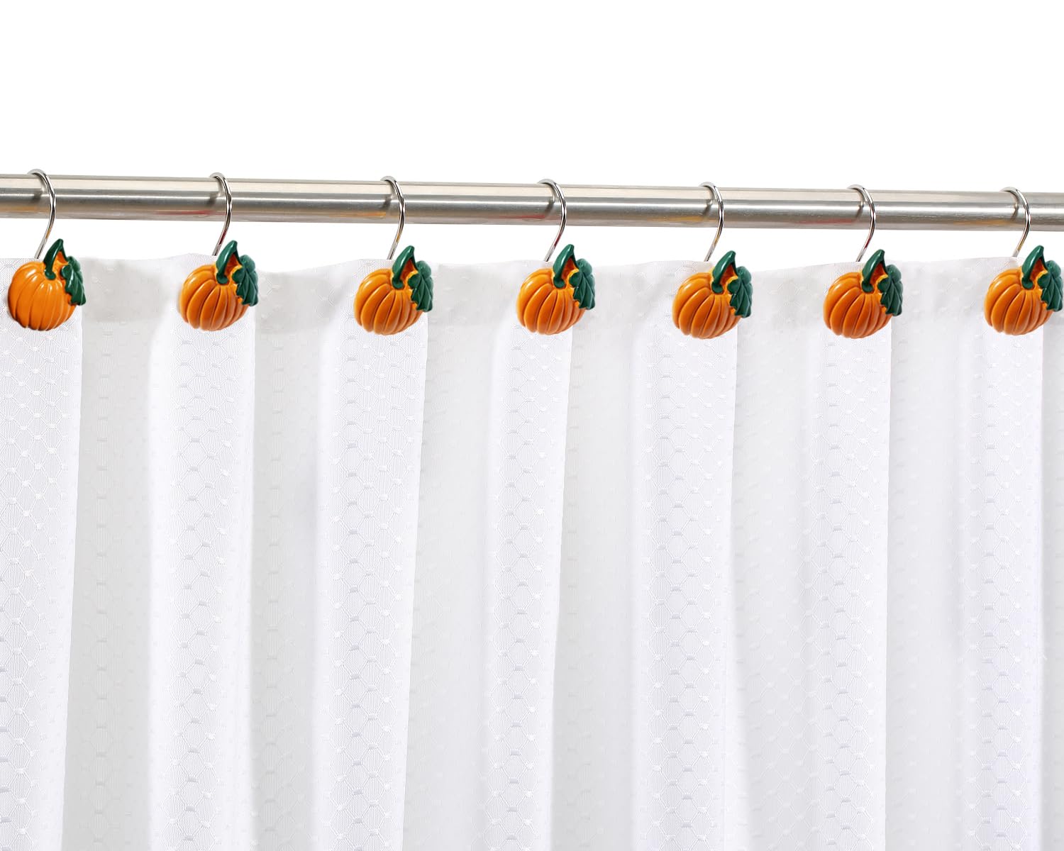 12Pcs Halloween Pumpkin Shower Curtain Hooks - Rustproof Thanksgiving & Fall Decor for Bathroom, Bedroom - Perfect for Autumn Home Decor & Holiday Party Setup