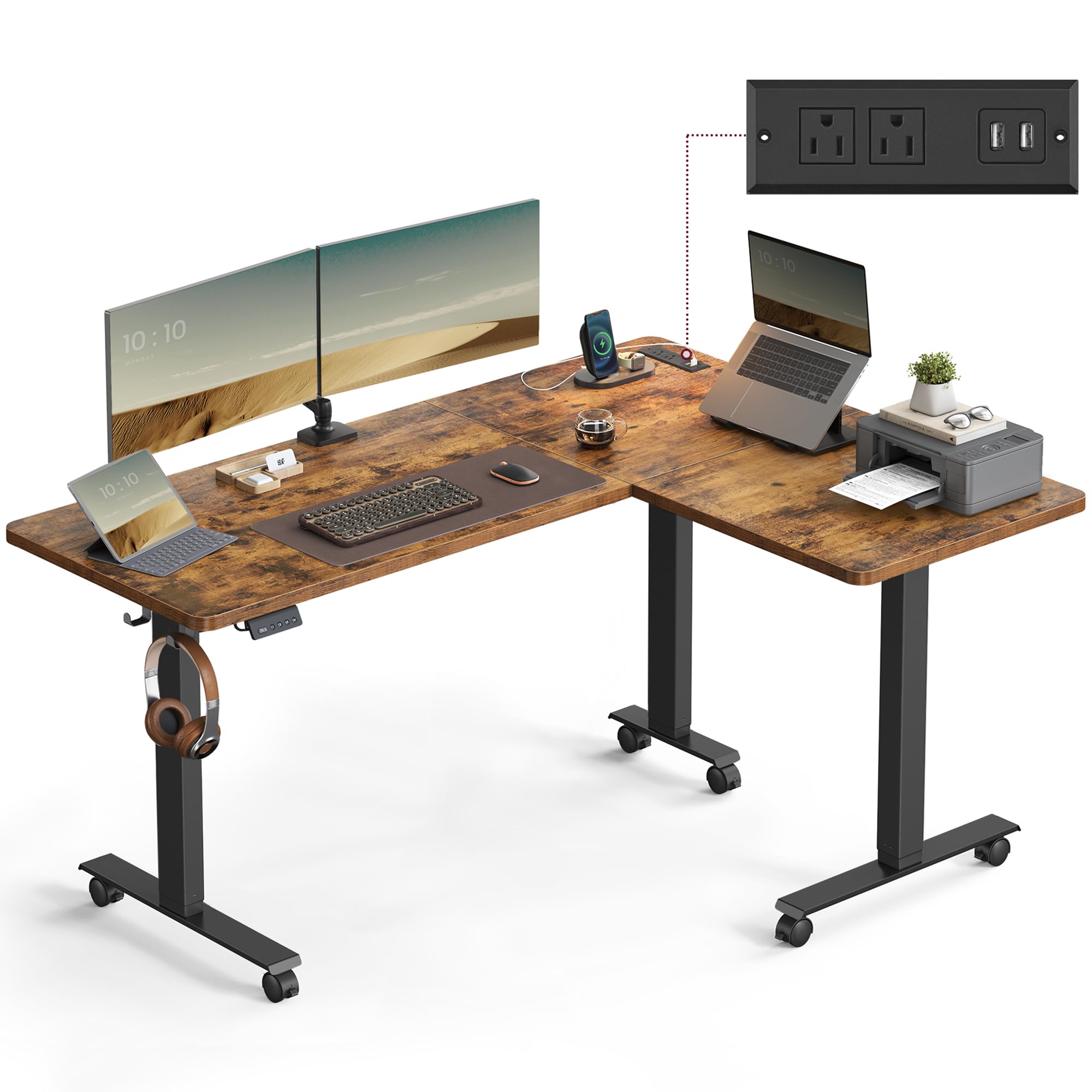 VASAGLE L-Shaped Electric Standing Desk 63