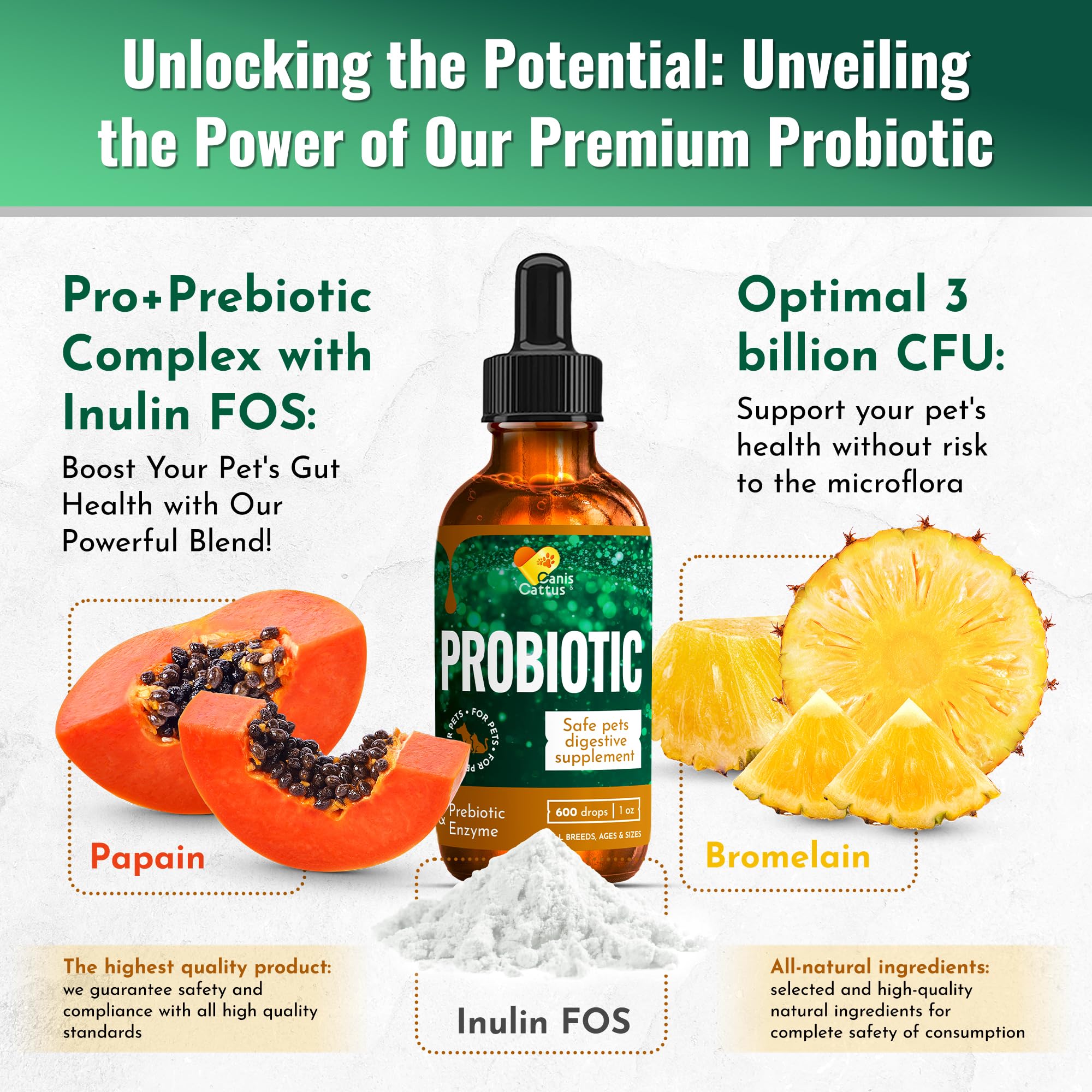Organic Pet Probiotics for Cats & Dogs - Digestive Health Supplement (1 oz) | Supports Gut Health & Immunity - Ideal for Travel, Diet Changes & Daily Wellness