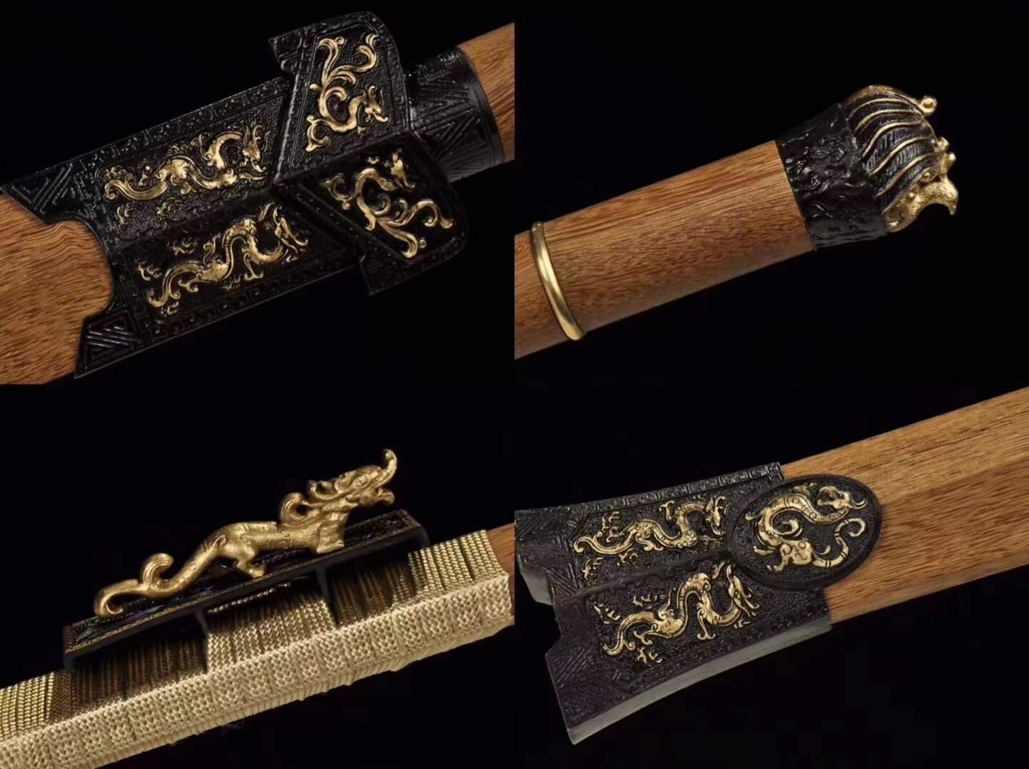Handmade Chinese Han Jian Sword - Battle Ready Forged Damascus Steel Blade with Brass & Rosewood Scabbard | Martial Arts Training, Historical Reenactment, Home Decor & Collection Display