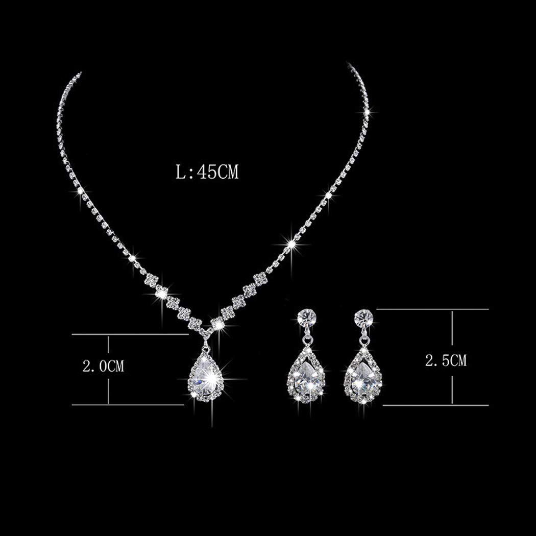 Yean Bride Sterling Silver Bridal Necklace & Earrings Set - Crystal Wedding Jewelry with Rhinestone Choker for Women & Girls (3-Piece Set) - Perfect for Weddings, Prom, Anniversary & Special Occasions