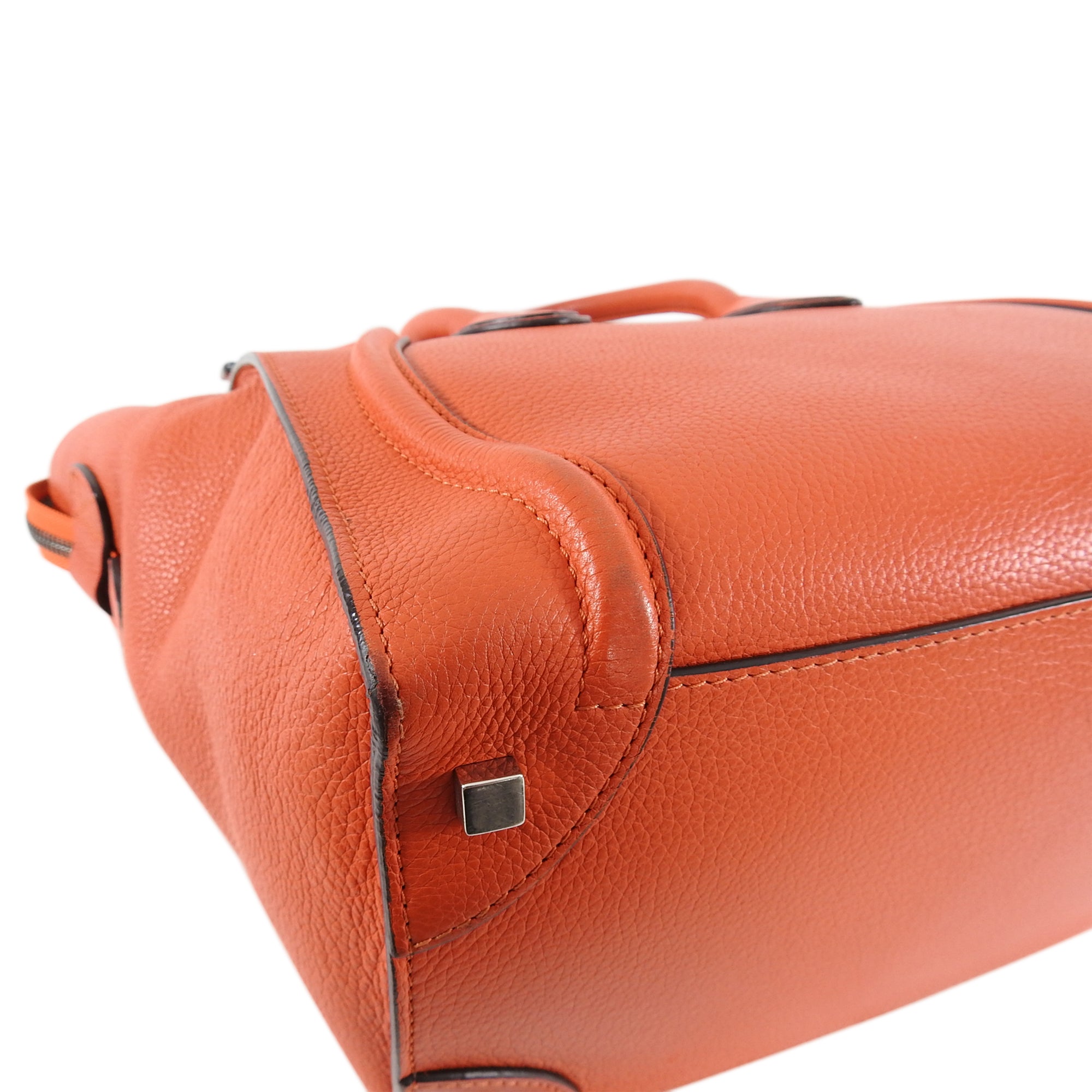 Celine Luggage Mini Tote Bag Genuine Leather Handbag for Women - Orange Crossbody Purse for Work, Travel & Everyday Use