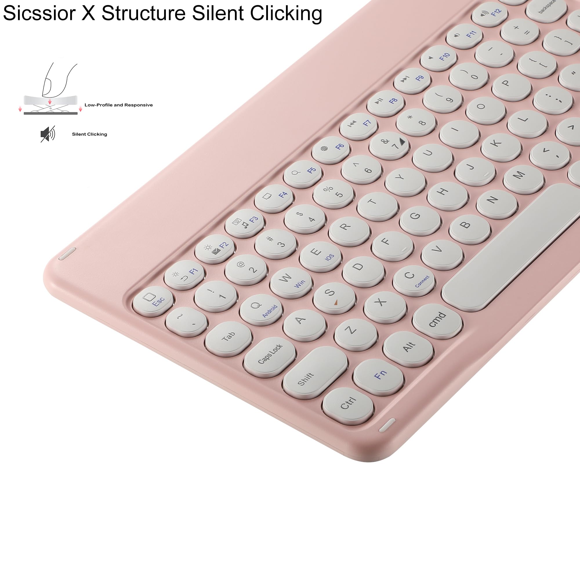Ultra Slim Retro Bluetooth Keyboard and Mouse Combo - Compact Rechargeable Wireless Keyboard & Mouse for iPad, iPhone, Android, Windows Tablet & Smartphone (Pink) | Perfect for Home Office, Travel & Remote Work