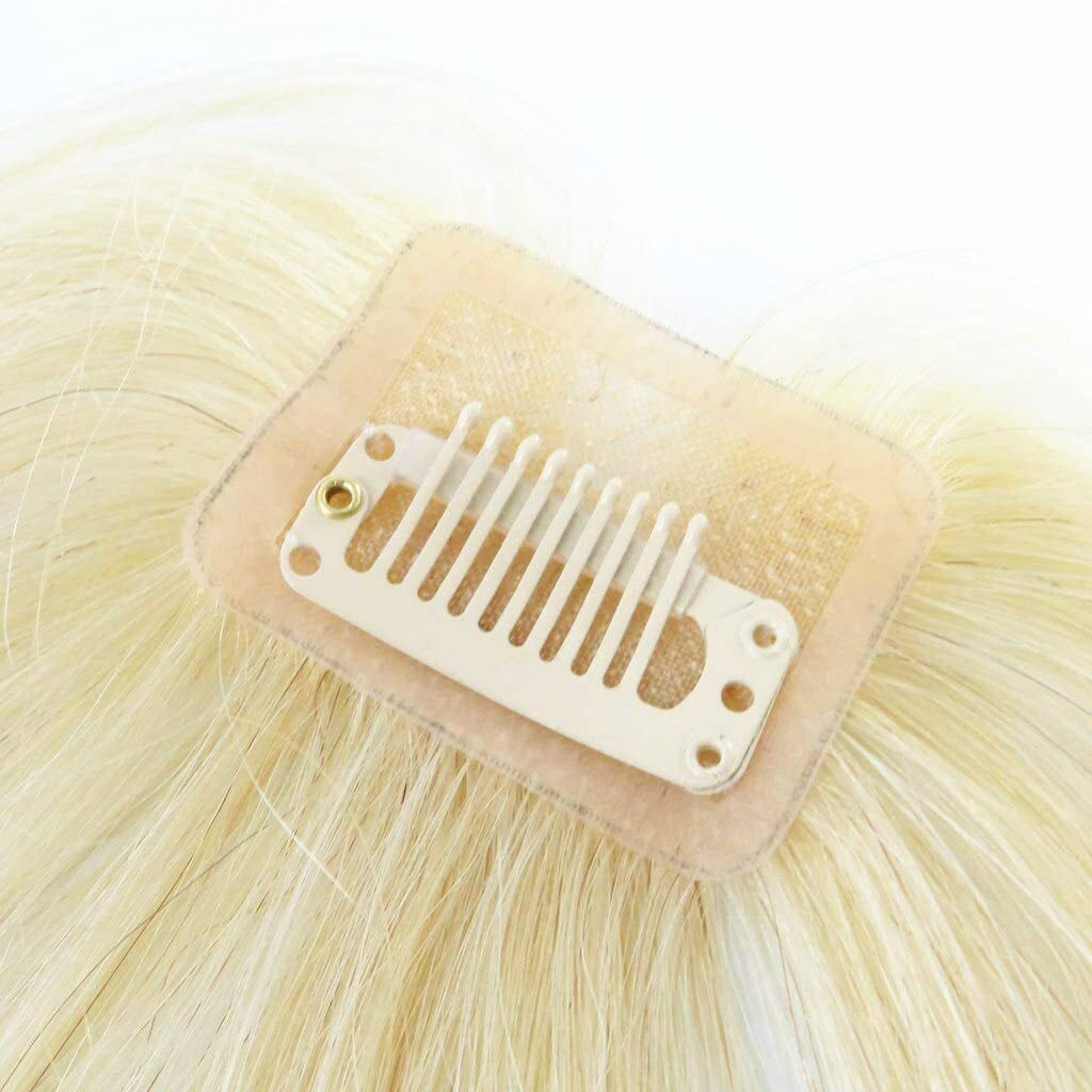 One Piece Blonde Clip-in Hair Fringe | 3D Human Hair Bangs Topper with Clips | 613 Blonde Real Hair Extensions for Women | Perfect for Cosplay, Daily Wear & Volume Boost