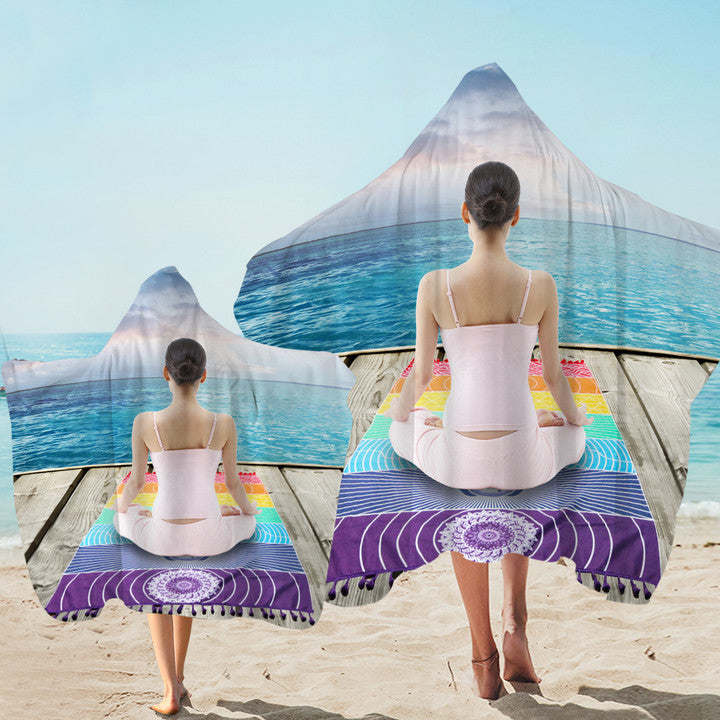 Premium Beach Yoga Hooded Towel - Soft & Absorbent Quick-Dry Towel for Women & Men - Perfect for Yoga, Surfing, Swimming & Outdoor Activities