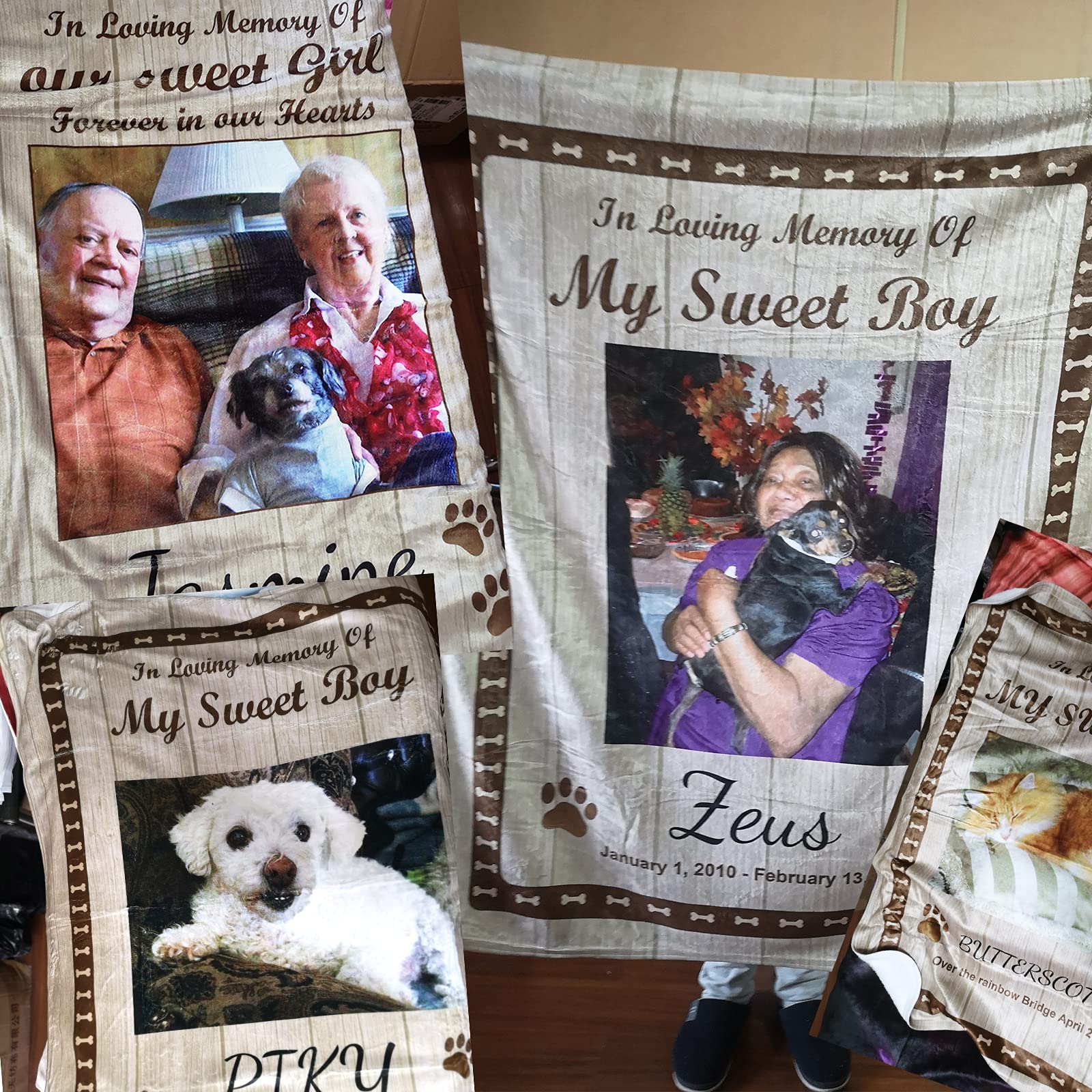 Custom Personalized Dog & Cat Memorial Blanket - Sympathy Pet Loss Gift with Photo & Name - In Loving Memory of Deceased Pets - Perfect for Pet Memorials, Pet Loss Comfort & Remembrance Gifts