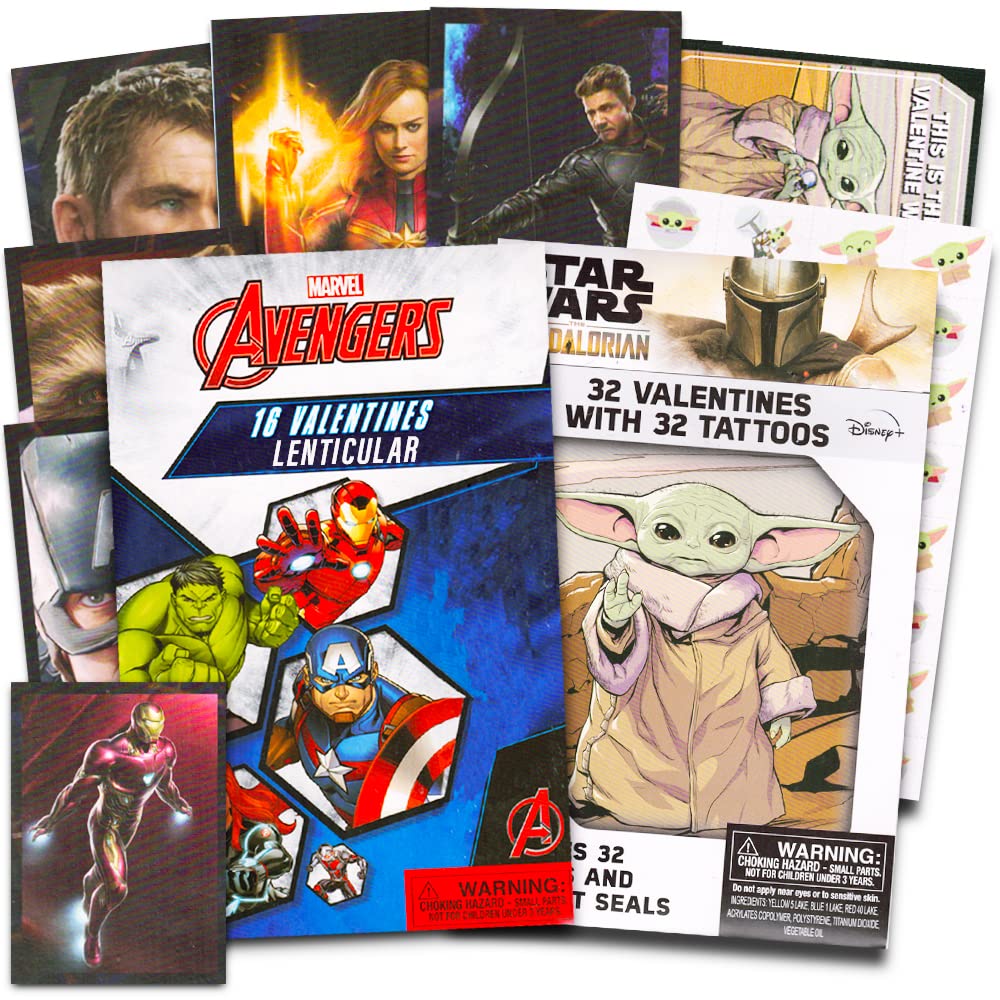 Marvel Avengers Assemble 32 Valentine's Day Cards with Temporary Tattoos - Perfect for Kids' Classroom Exchanges & Superhero Party Favors