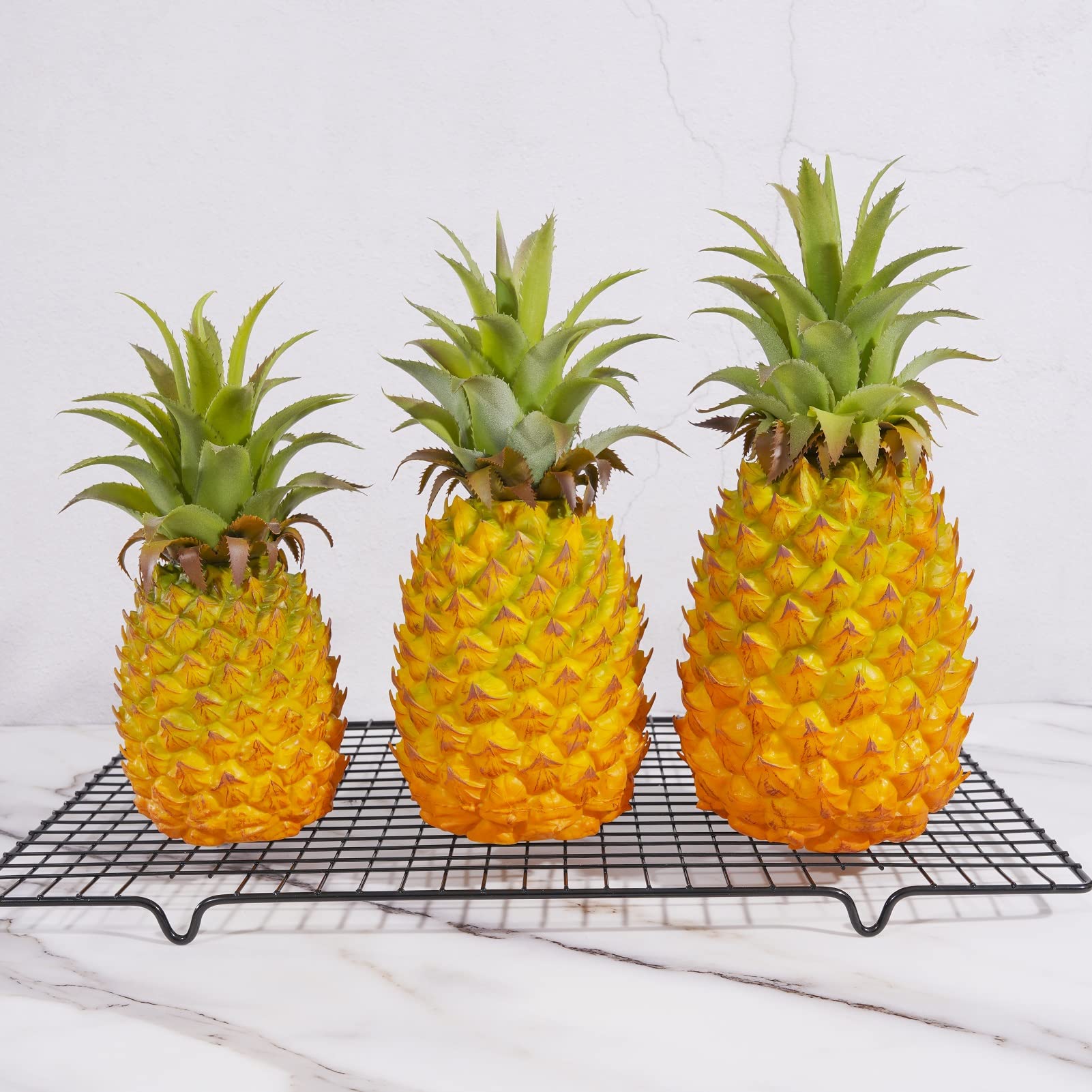 2 Pack Artificial Pineapple Decor - Realistic Fake Pineapple Fruit for Home Decor, Kitchen, Party & Photography Props | Eco-Friendly Simulation Fruit | Yellow Large Size - Perfect for Tropical Theme Parties, Table Centerpieces & Instagram Photos