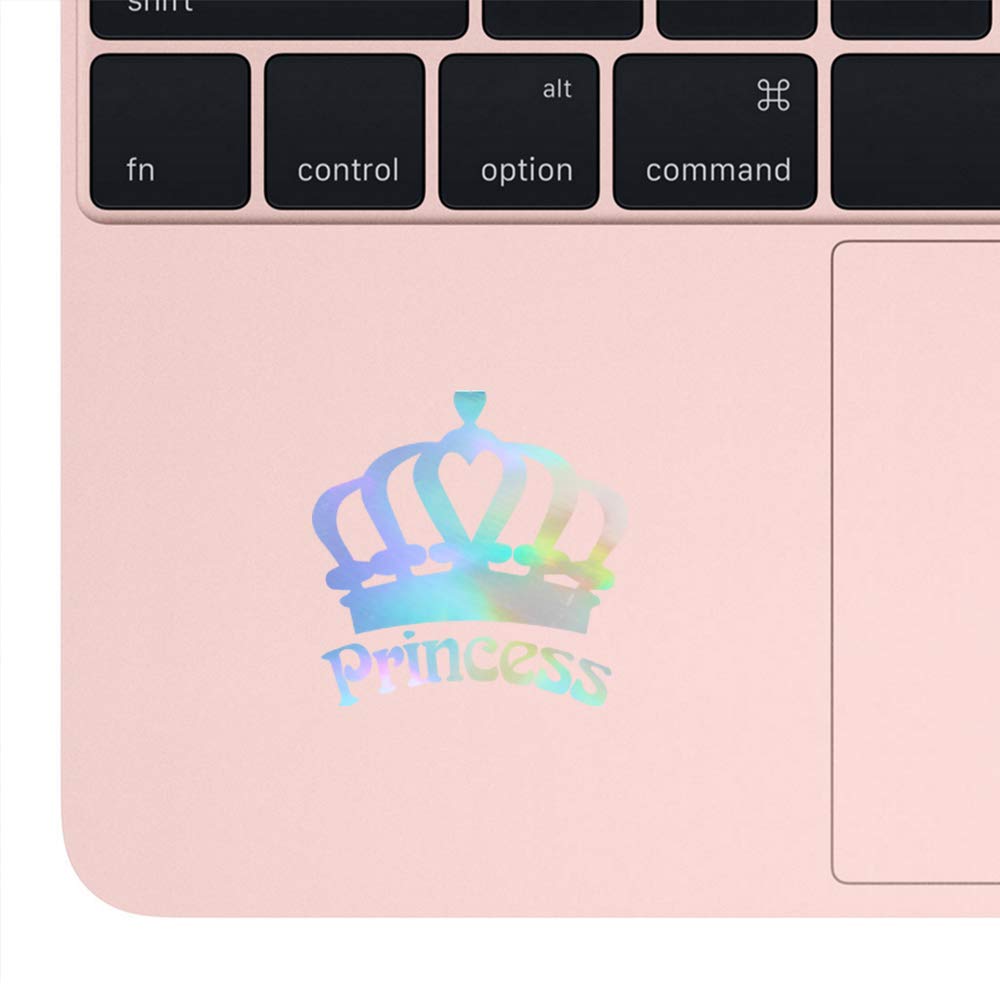 **ANKDEST Holographic Princess Crown Vinyl Stickers (Set of 2) - Waterproof, Durable Decals for Laptop, Phone, Helmet, Car Window, Mug & Wall Decor - Perfect for Kids' Rooms, Party Favors & DIY Craft Projects**