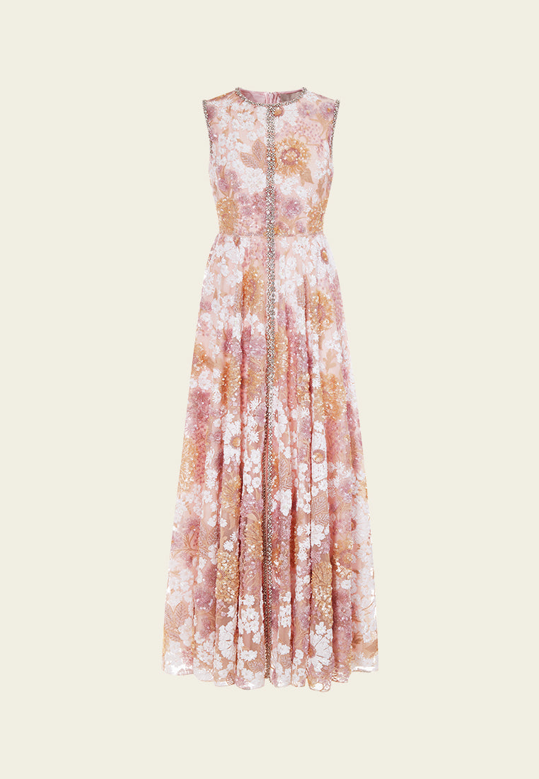 Sparkling Sequin & Crystal Embroidered Mesh Party Dress - Elegant Evening Gown for Prom, Wedding, Cocktail Events