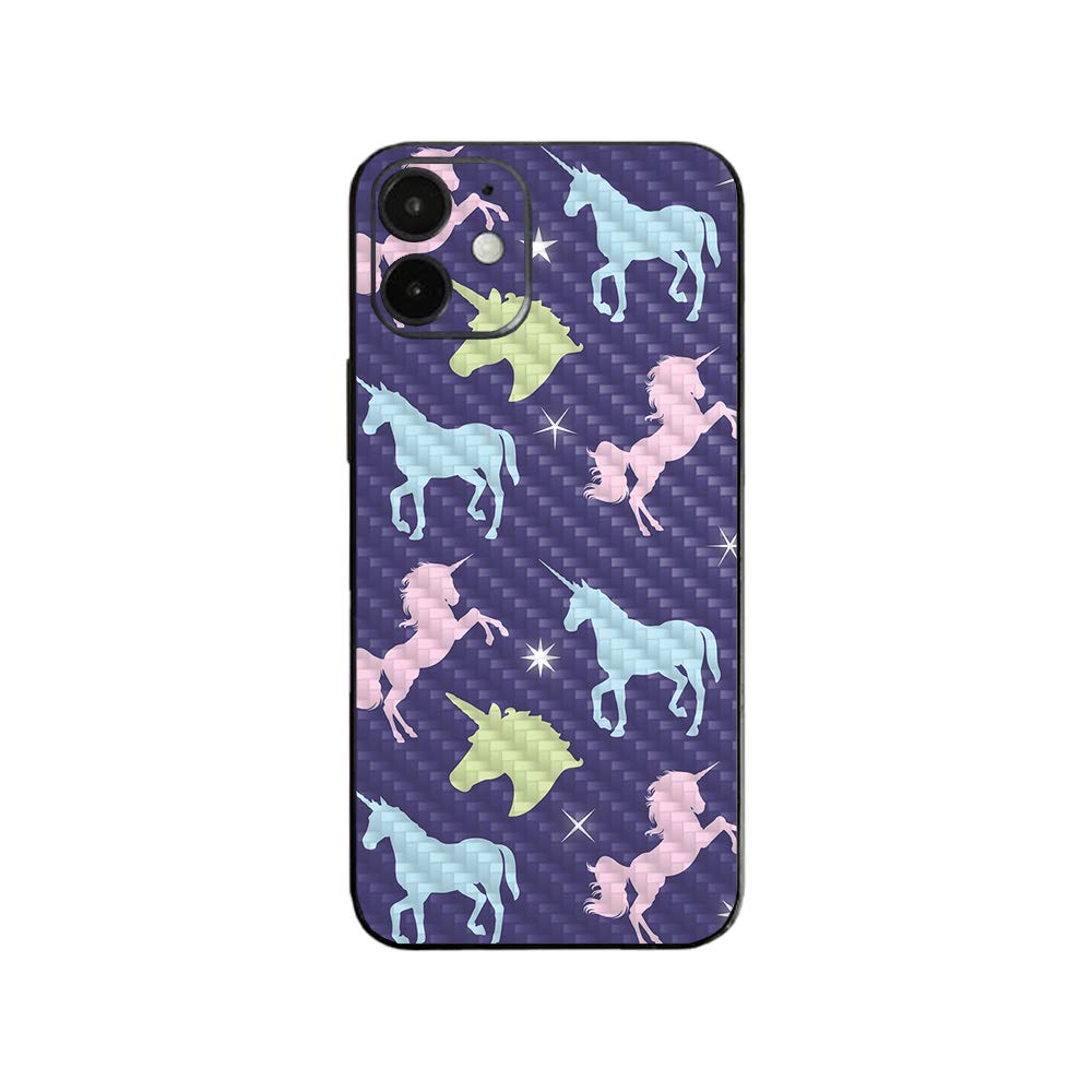 MightySkins Carbon Fiber Skin for Apple iPhone 12 Mini - Unicorn Dream Design | Protective & Durable Textured Cover | Easy to Apply | Made in USA | Perfect for Daily Protection & Style Enhancement